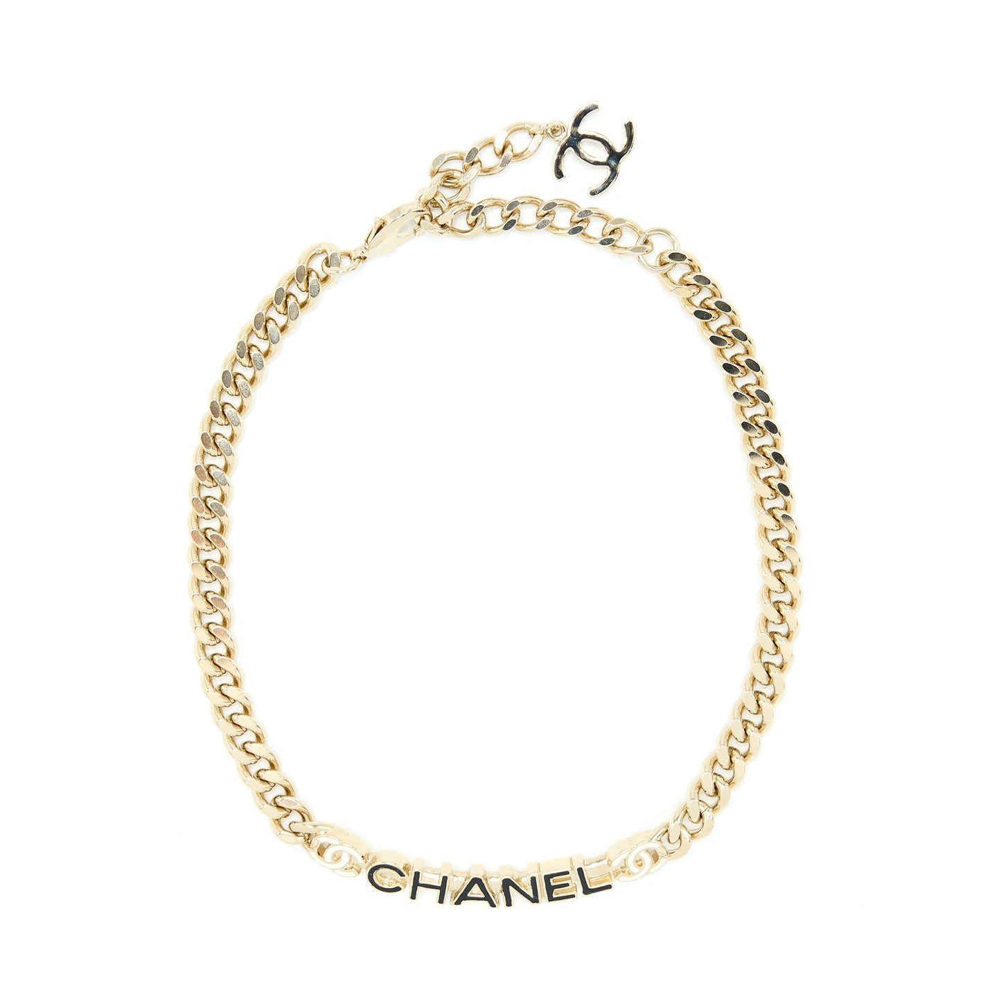 Chanel Letter CC Logo Choker Enamel Light Gold Handbag