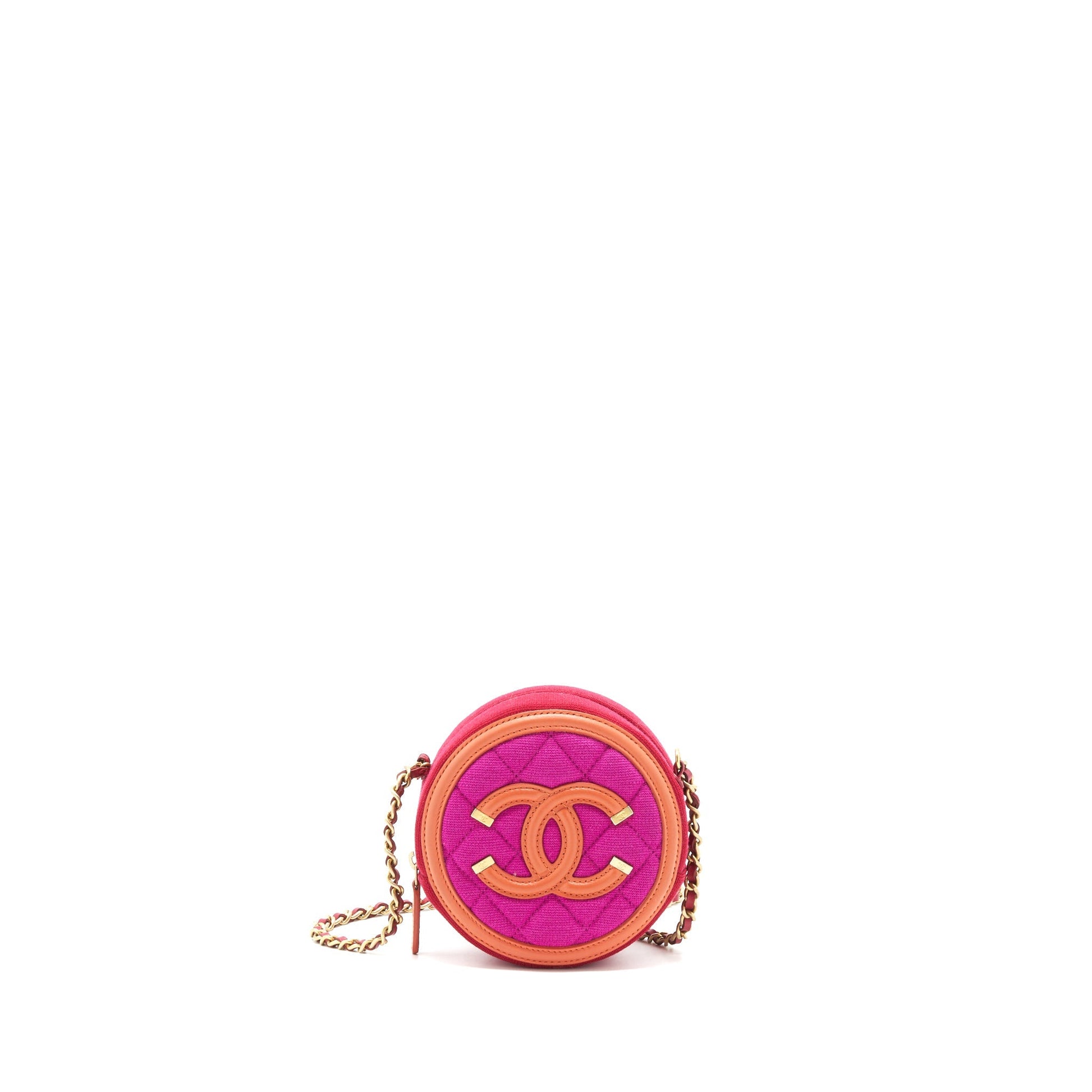 Chanel round Vanity Fabric Multi colour GHW Mini Bag