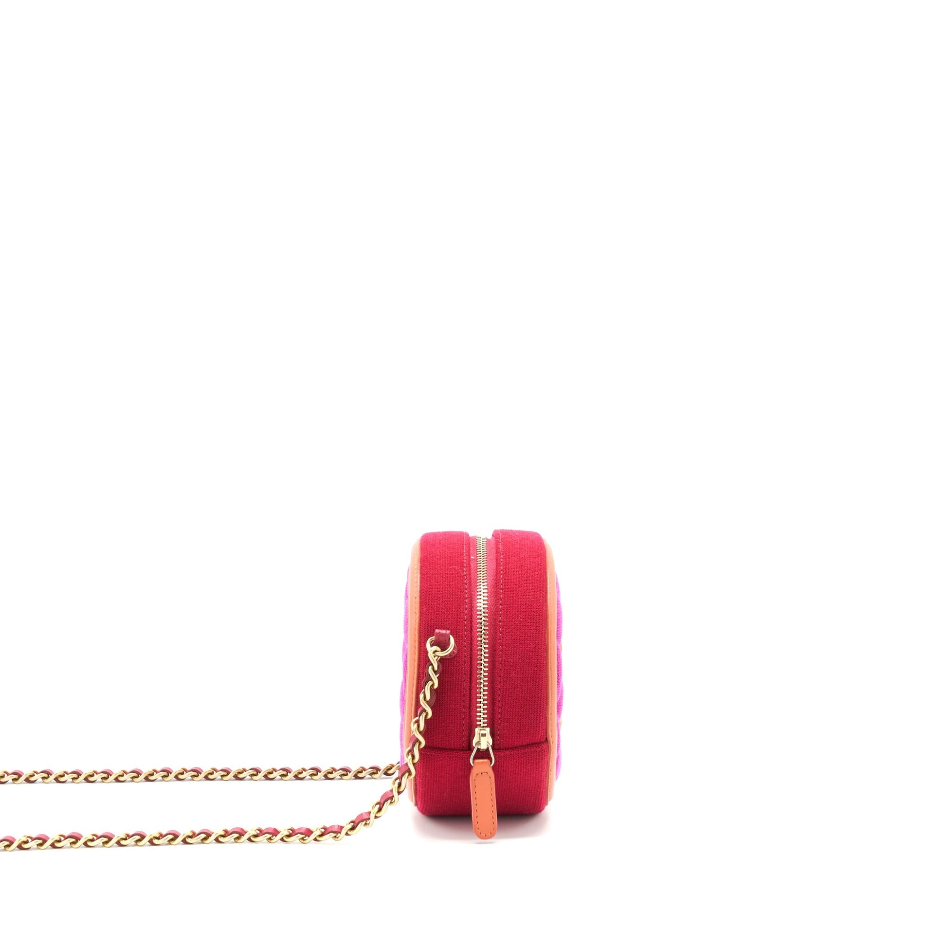 Chanel round Vanity Fabric Multi colour GHW Mini Bag
