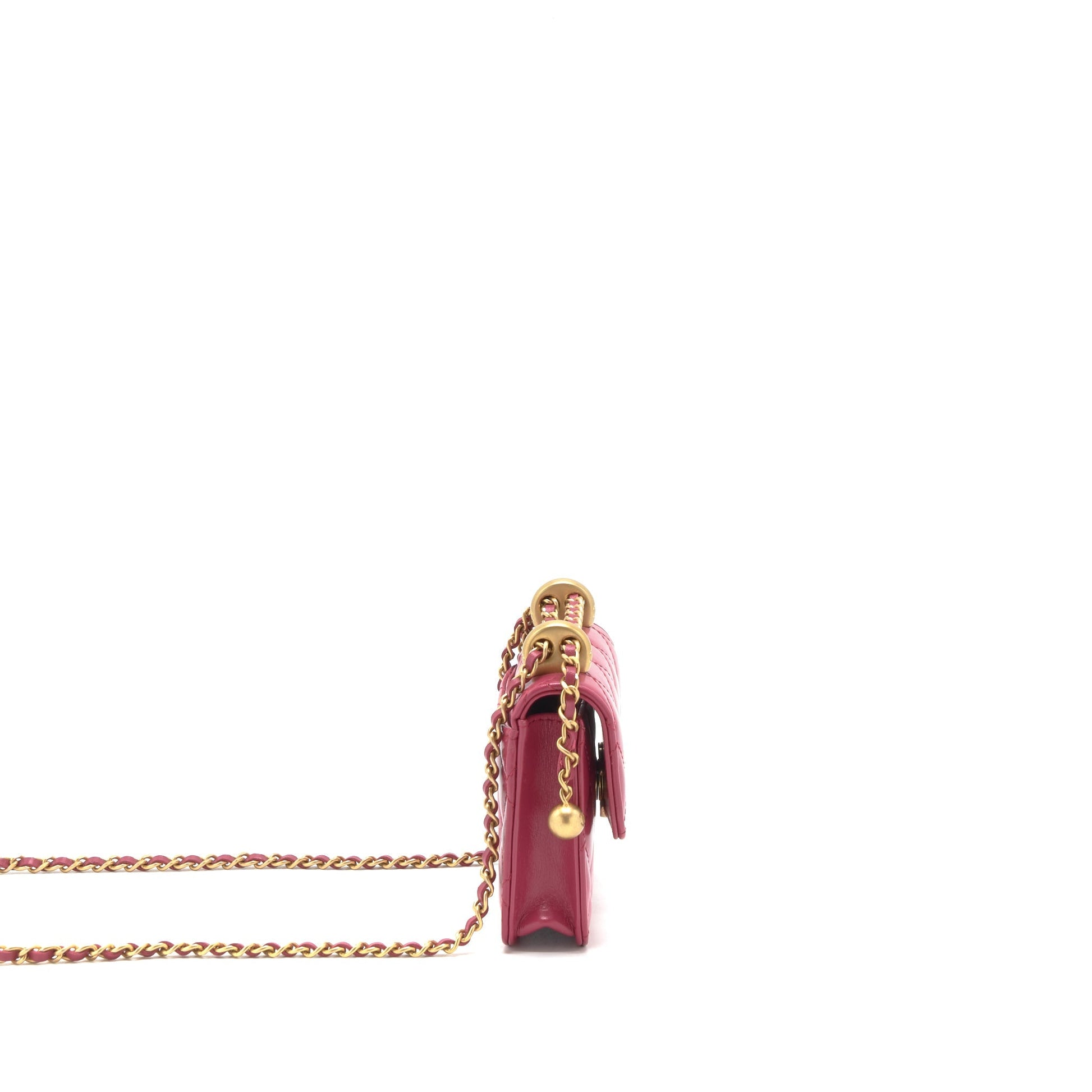 Chanel 21A crush flap calfskin raspberry GHW Pink Gold Shoulder Bag