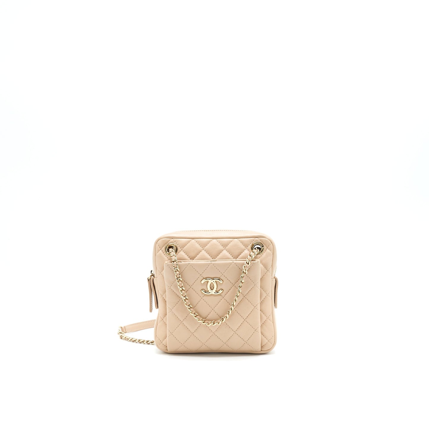Chanel Quilted LGHW Beige Crossbody Bag
