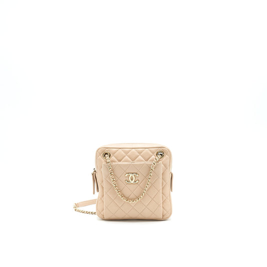 Chanel Quilted LGHW Beige Crossbody Bag
