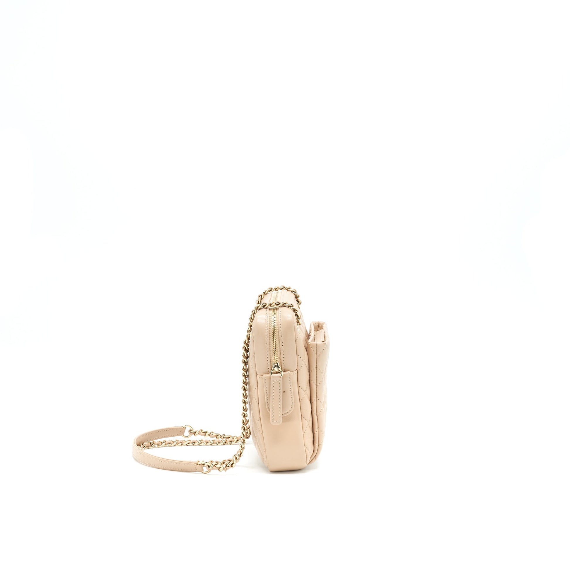 Chanel Quilted LGHW Beige Crossbody Bag