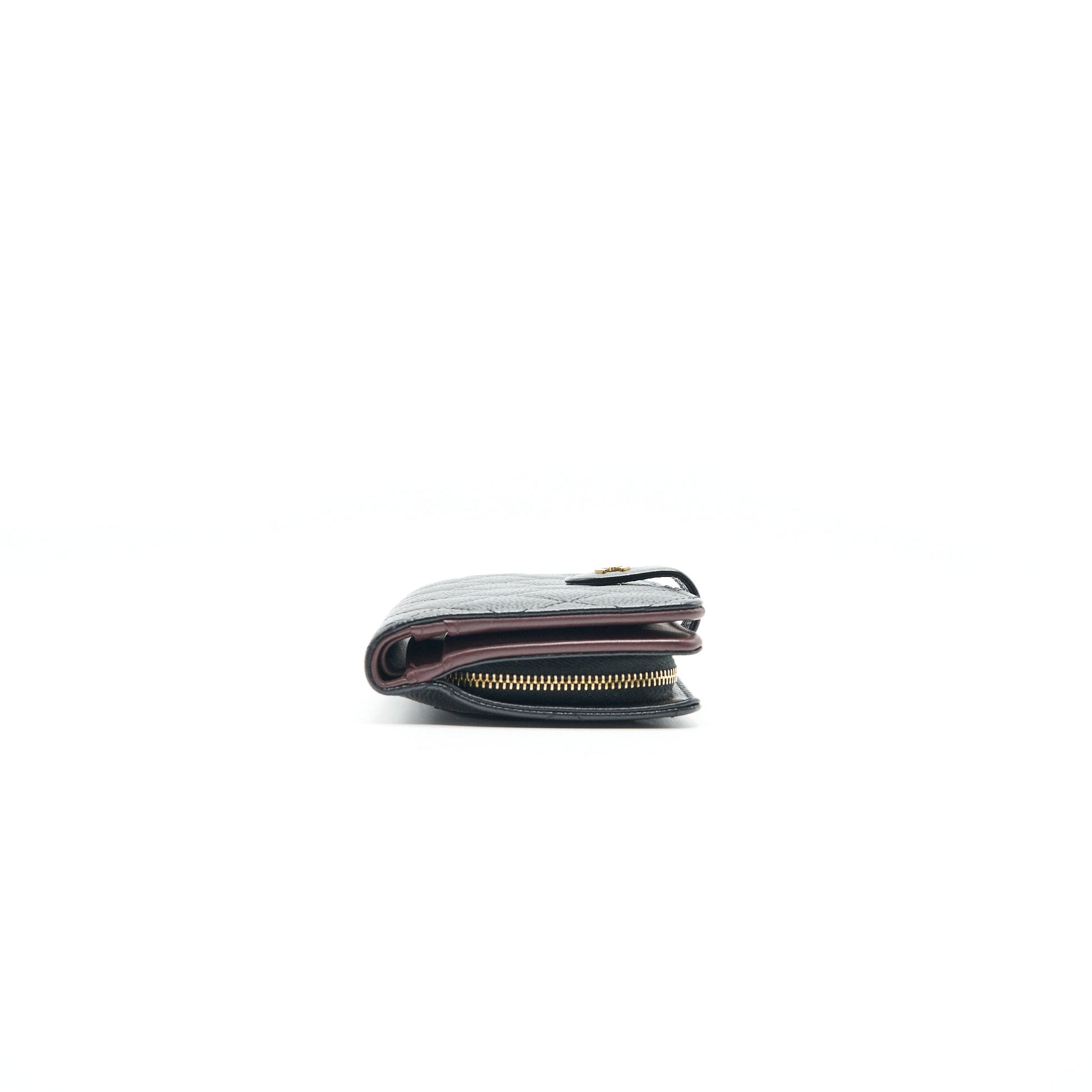 Chanel Quilted CC Bifold Caviar Wallet Black GHW