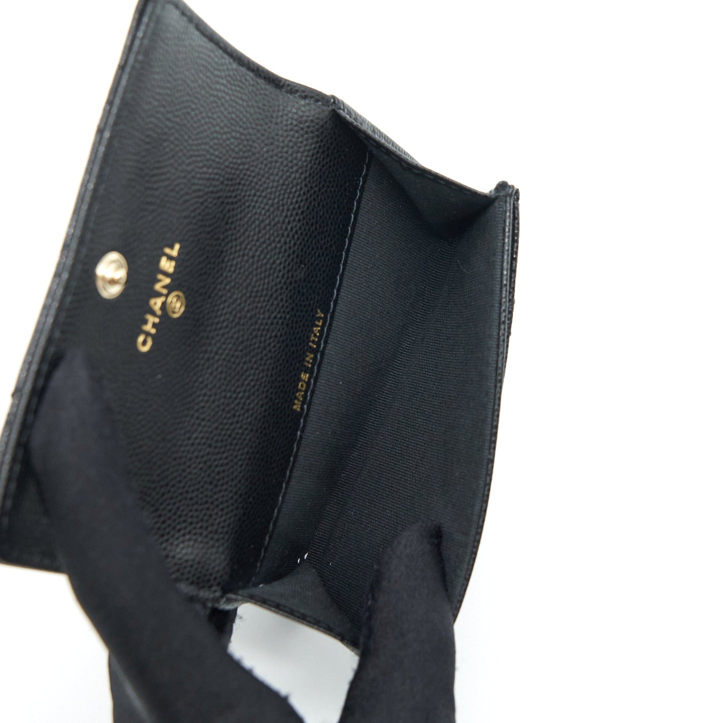 Chanel 22S Detailed Logo Flap Card Holder Black Wallet Case Lghw 1