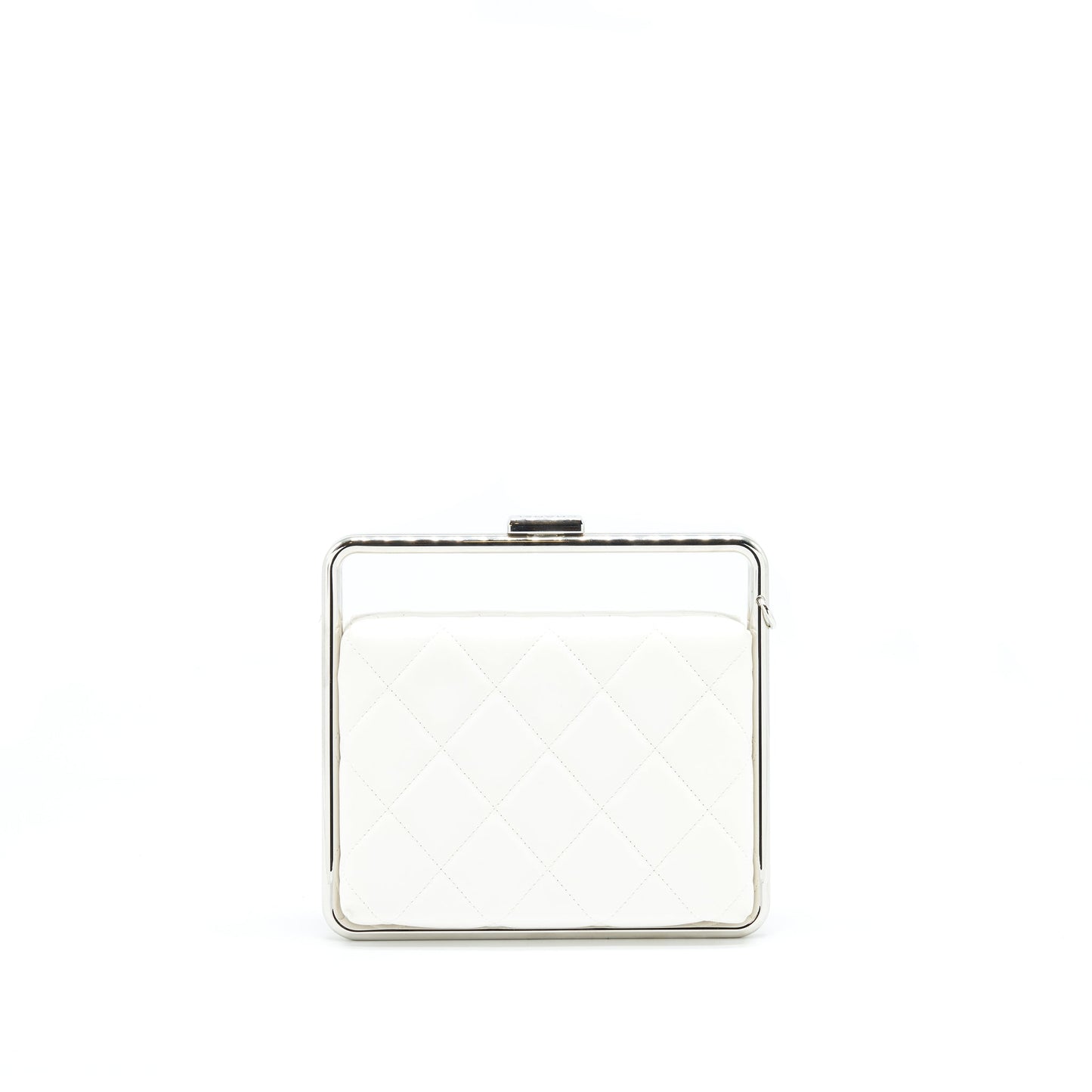 Chanel Quilted Lambskin SHW White Clutch Bag