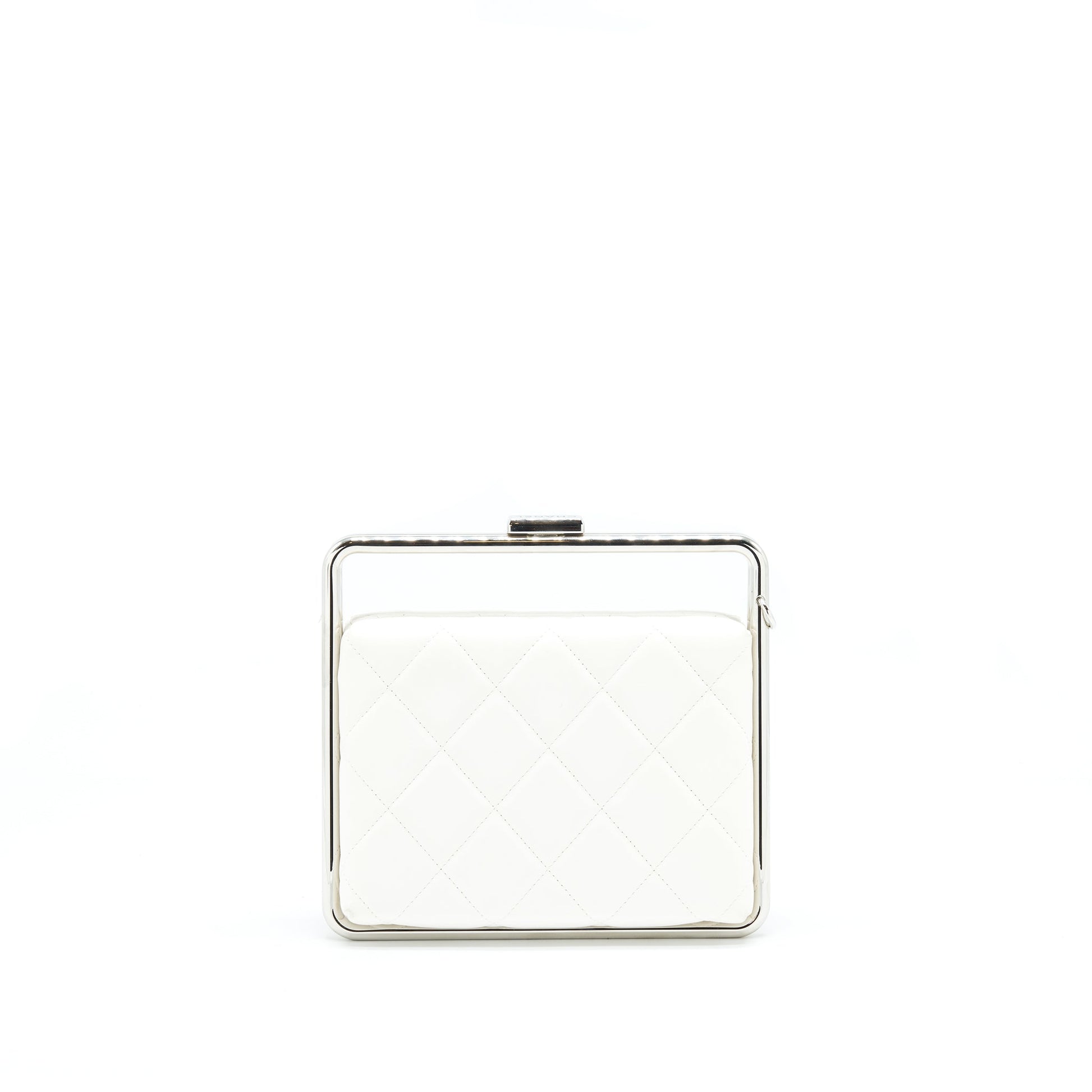 Chanel Quilted Lambskin SHW White Clutch Bag