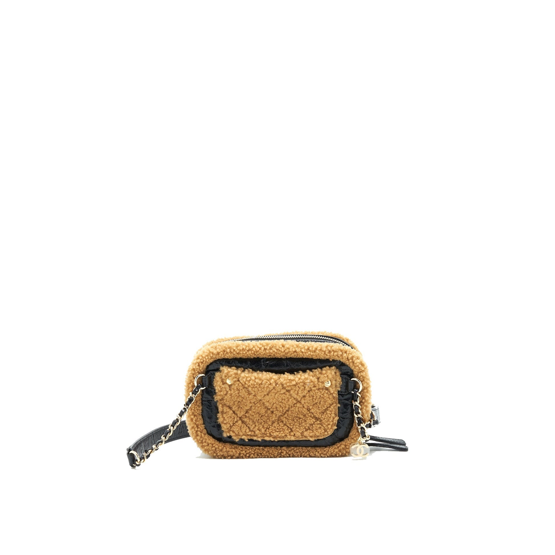 Chanel CC Mania Waist Shearling Shiny Crumpled Small Handbag