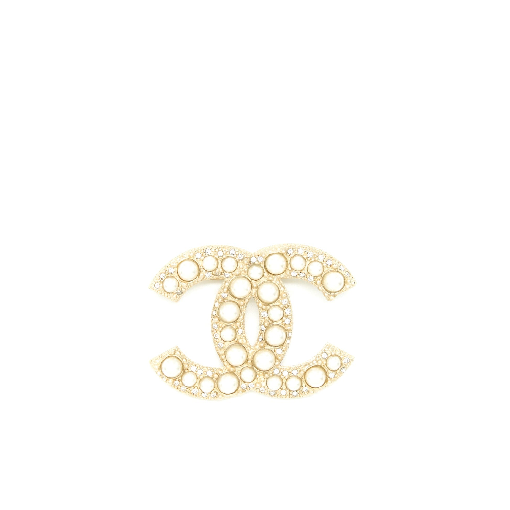 Chanel 21P Glass Pearls Crystal Brooch Handbag