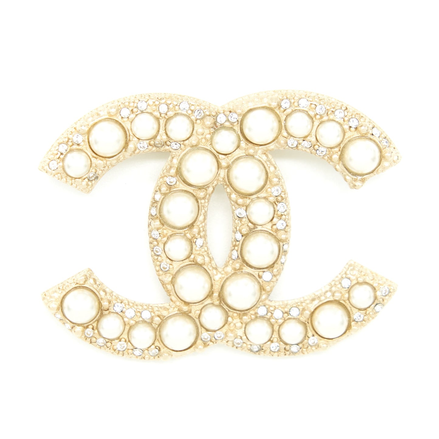 Chanel 21P Glass Pearls Crystal Brooch Handbag
