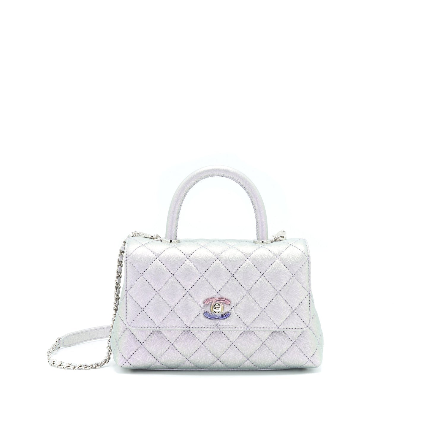 Chanel 21K Coco Handle 24cm Caviar Iridescent Small Handbag