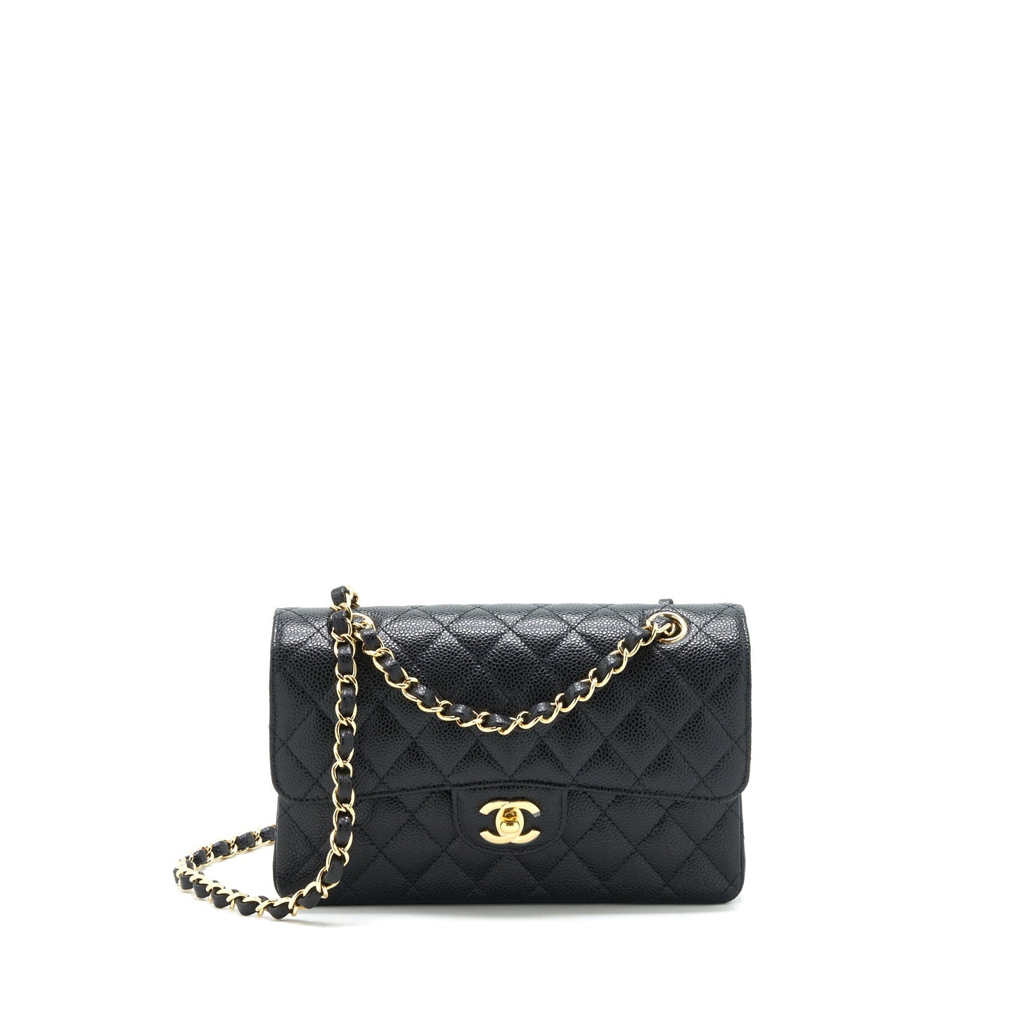 Chanel 22c caviar classic double flap GHW Black Small Shoulder Bag