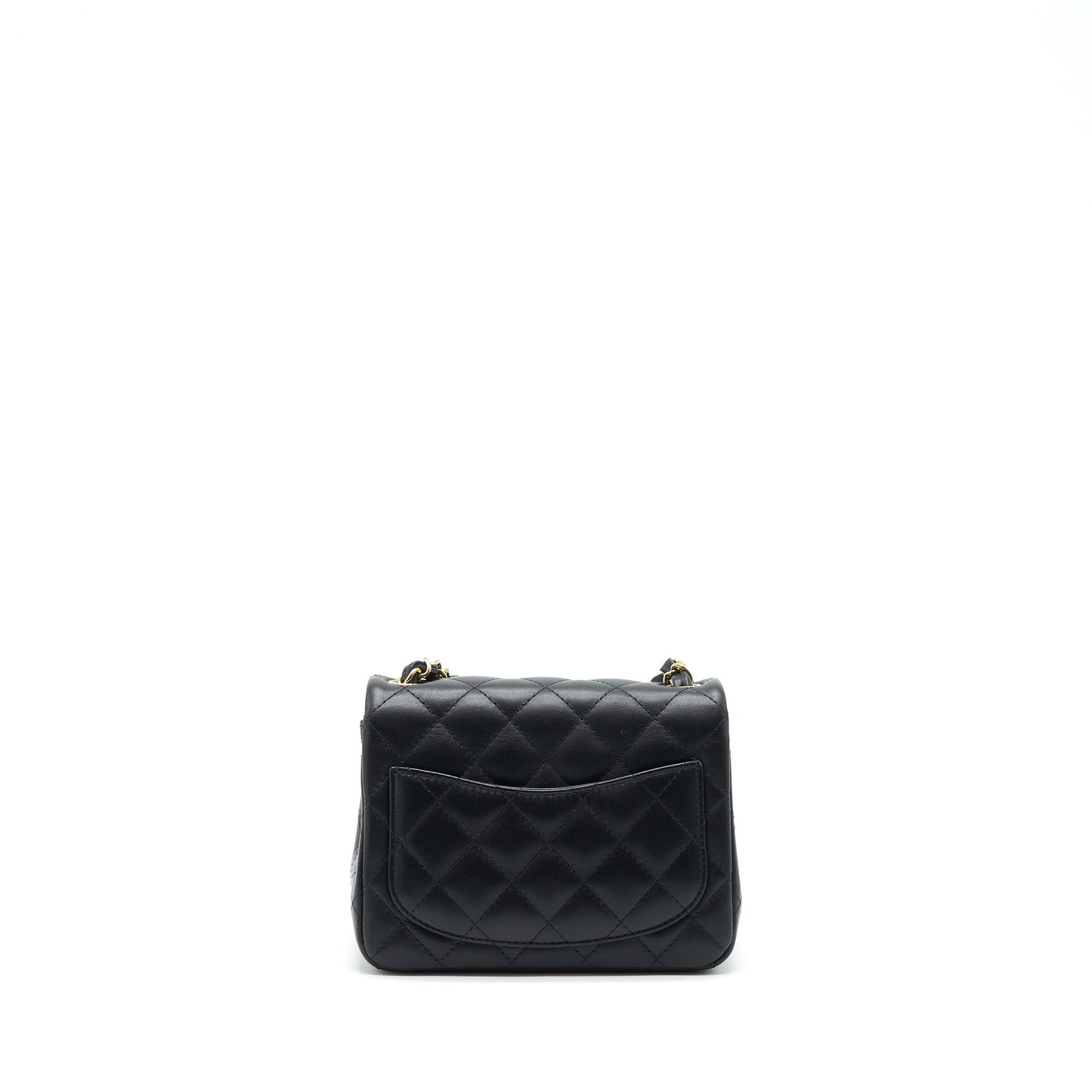 Chanel Square Flap Lambskin LGHW Microchip Black Shoulder Bag Microchip 4