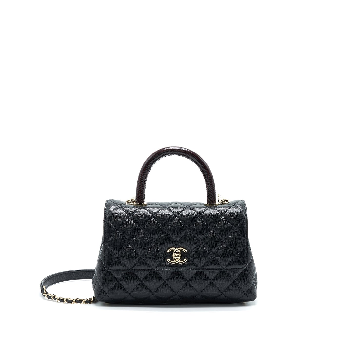 Chanel Coco Handle 24cm Caviar LGHW Embossed Black Small Handbag