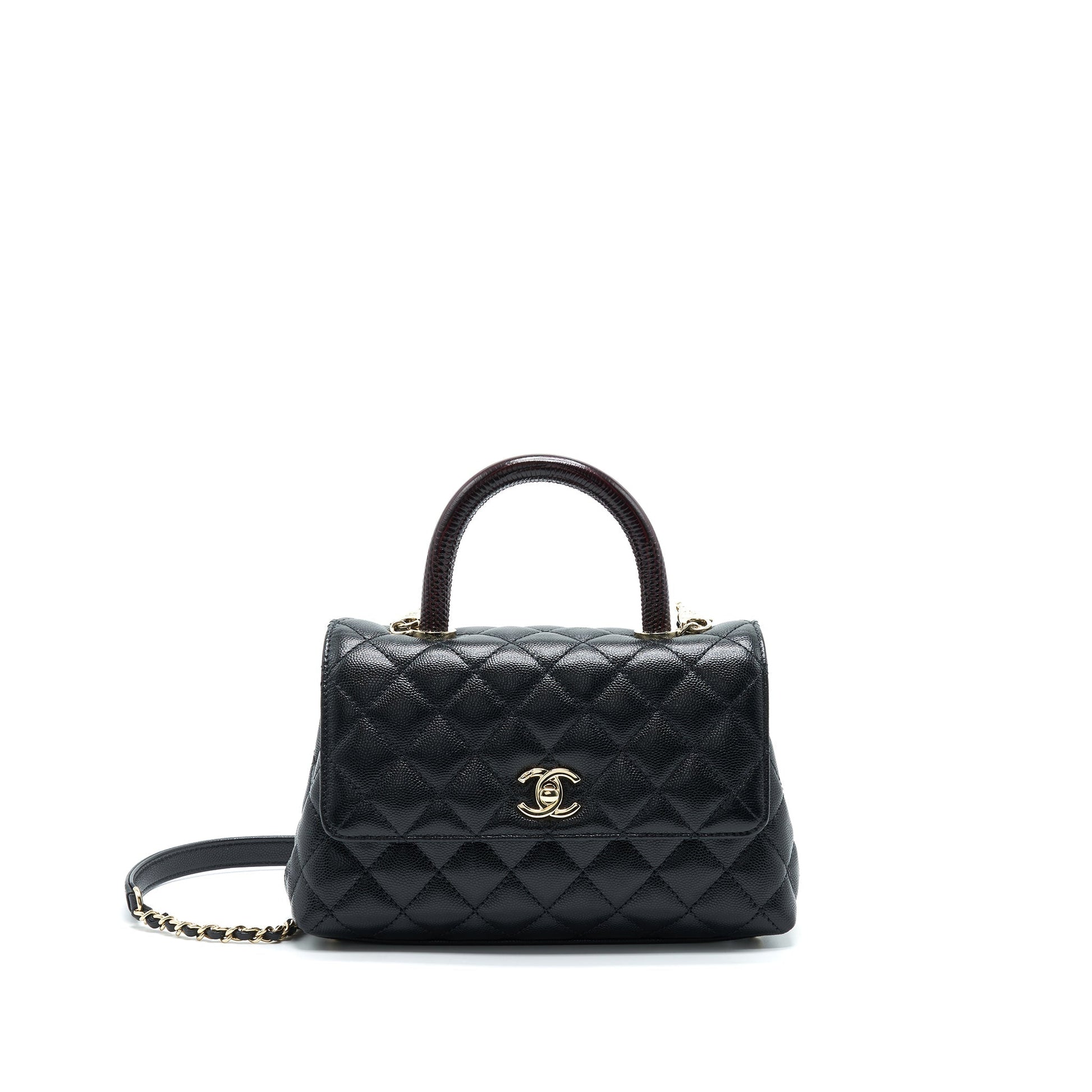 Chanel Coco Handle 24cm Caviar LGHW Embossed Black Small Handbag