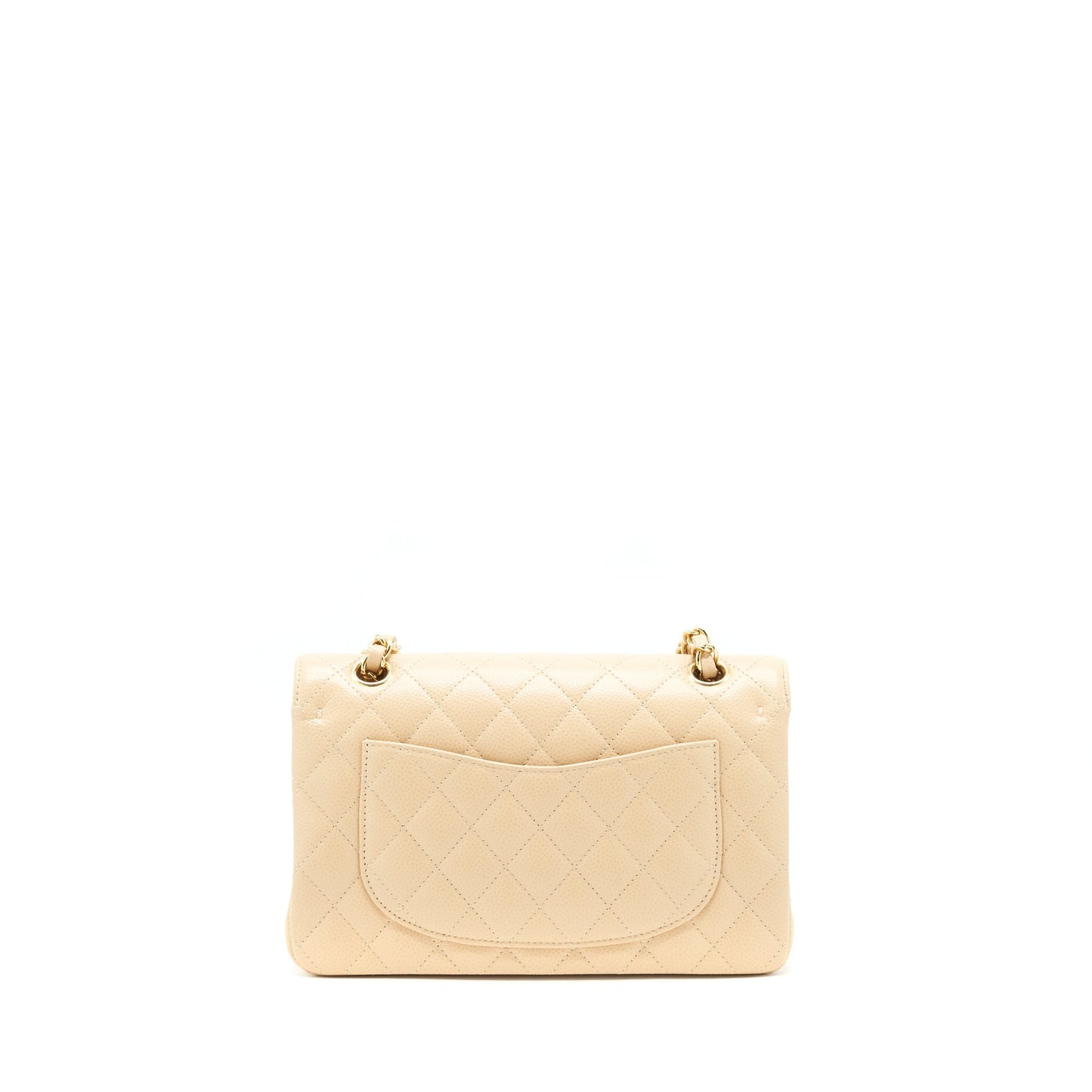 Chanel classic double flap caviar GHW Beige Small Shoulder Bag