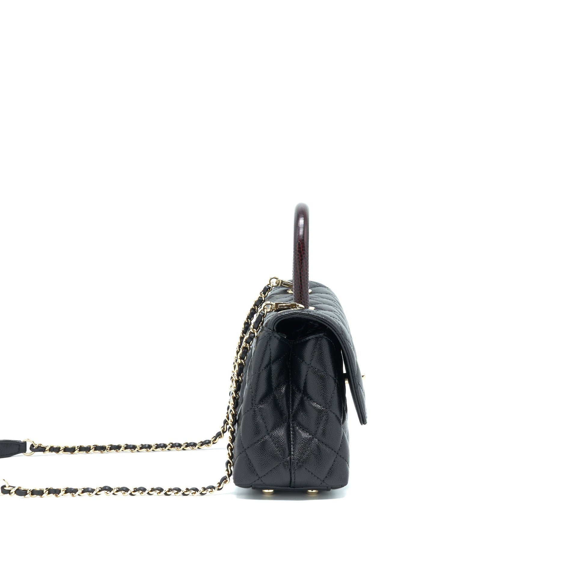 Chanel Coco Handle 24cm Caviar LGHW Embossed Black Small Handbag