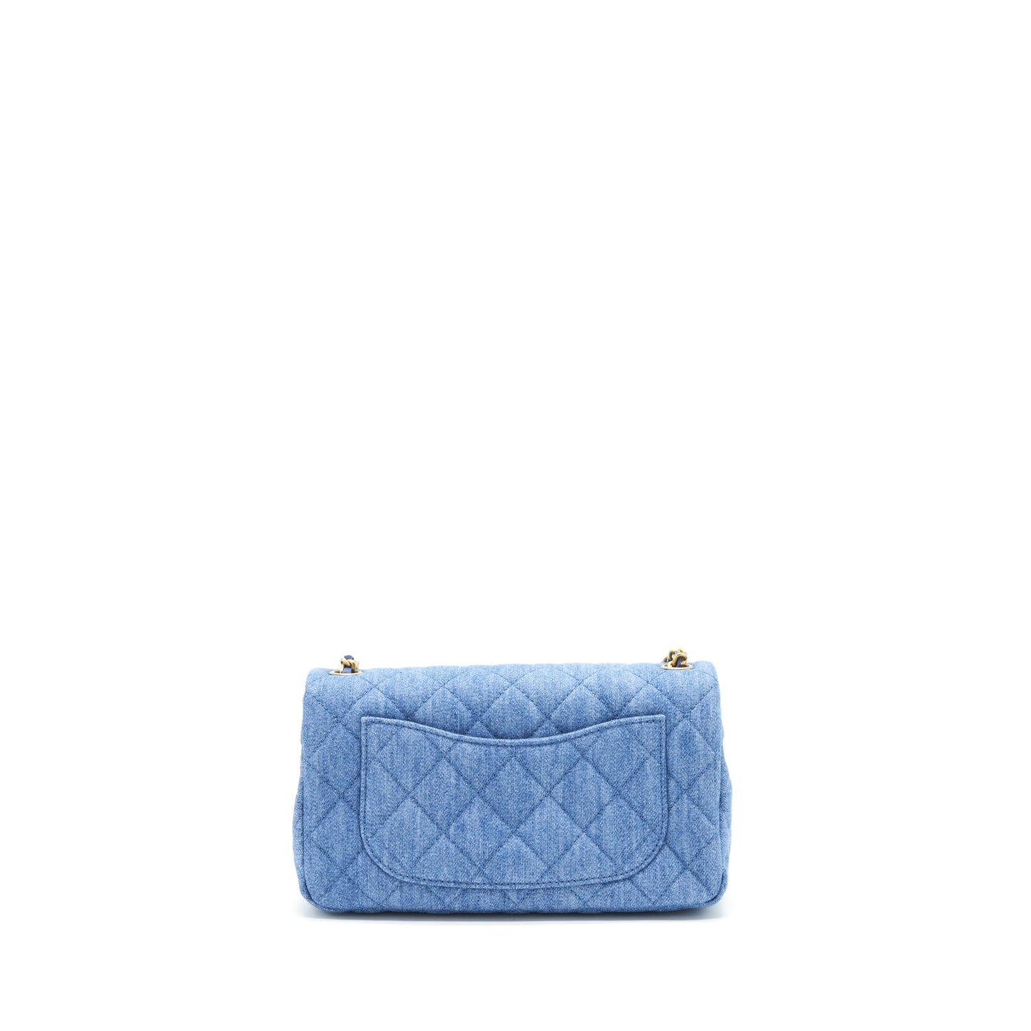 Chanel Pearl Crush Rectangular Flap Denim GHW Blue Shoulder Bag