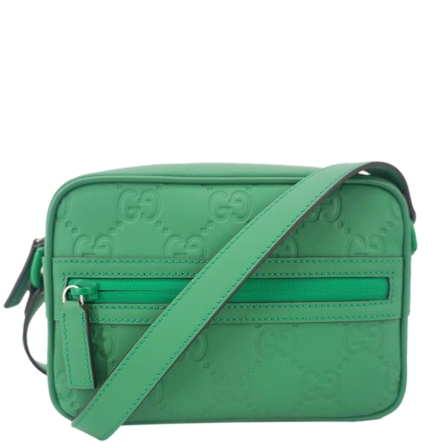 GUCCI GG Rubber-effect Leather Crossbody Bag Green 771321