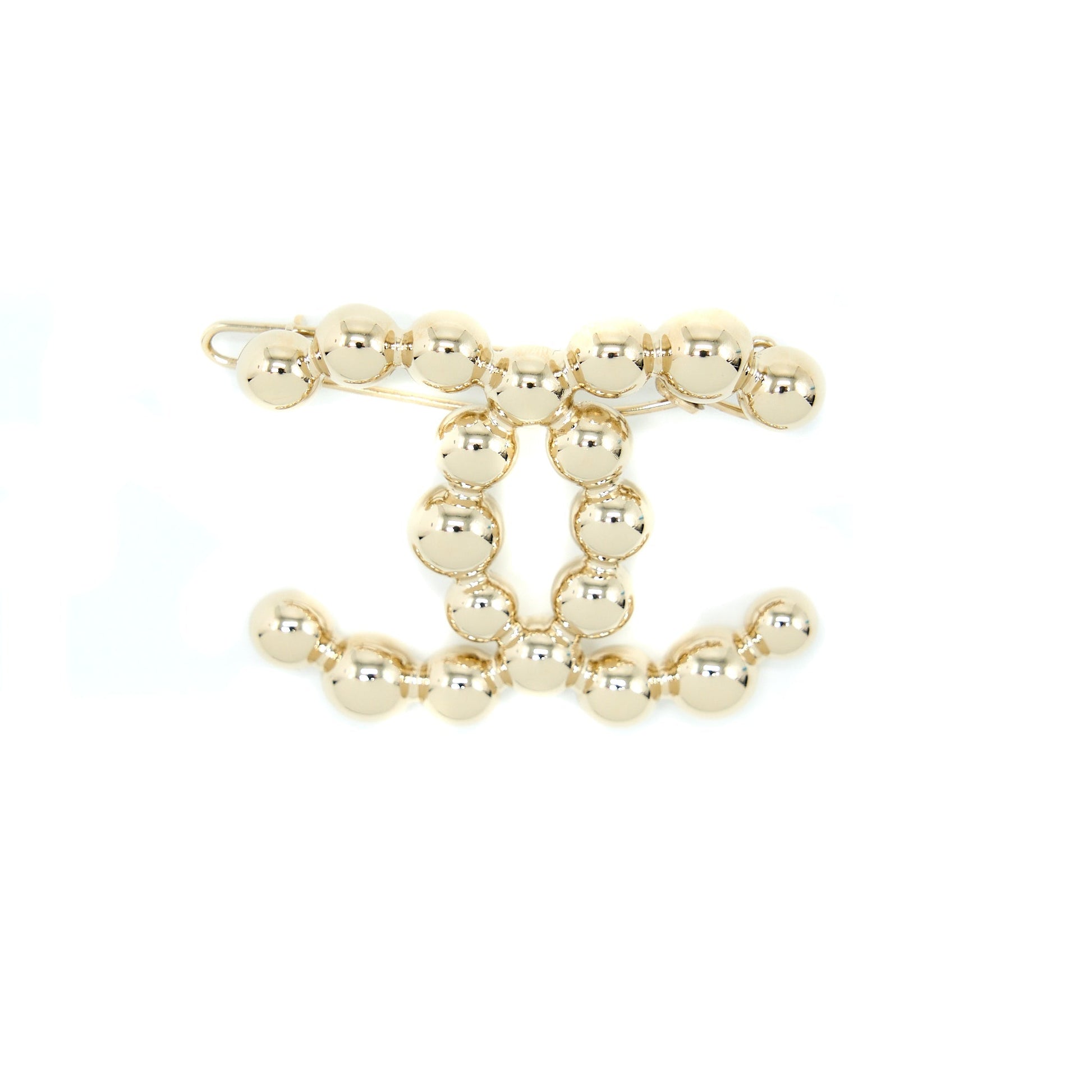 Chanel CC Logo Hair Clip Light Tone Gold Handbag Gold Tone