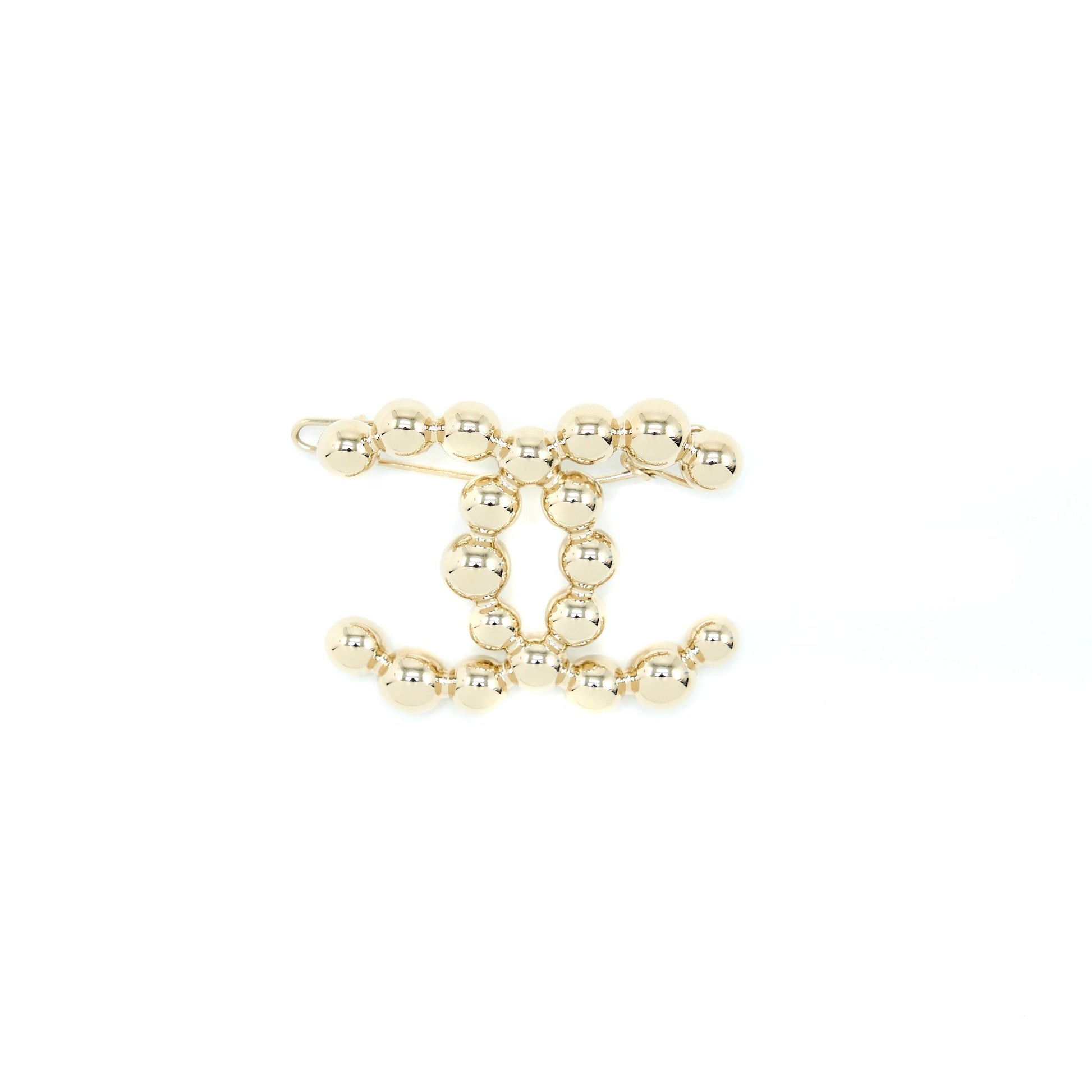 Chanel CC Logo Hair Clip Light Tone Gold Handbag Gold Tone