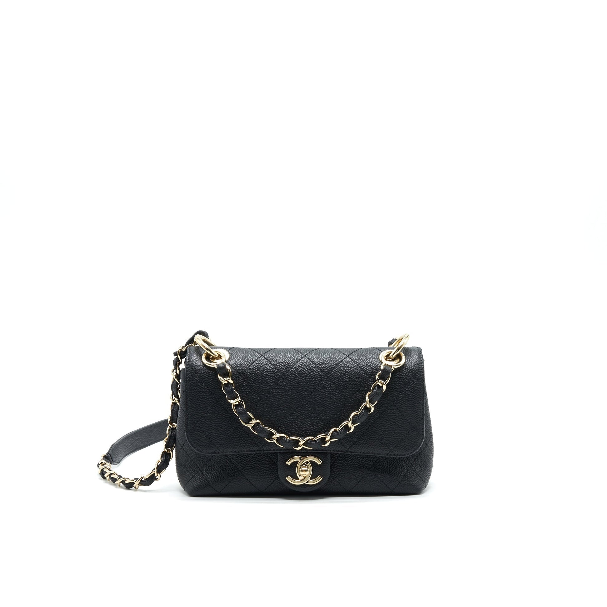 Chanel Caviar quilted flap handle LGHW Black Shoulder Bag