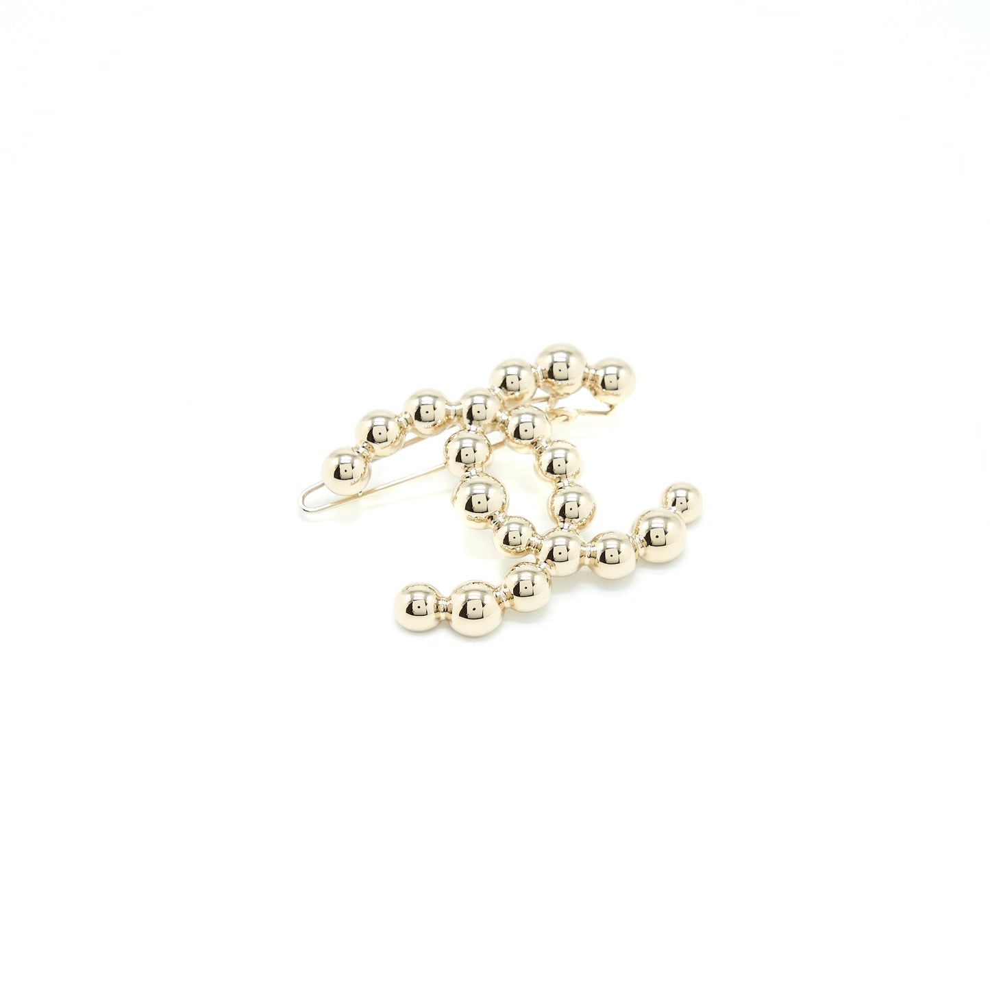 Chanel CC Logo Hair Clip Light Tone Gold Handbag Gold Tone