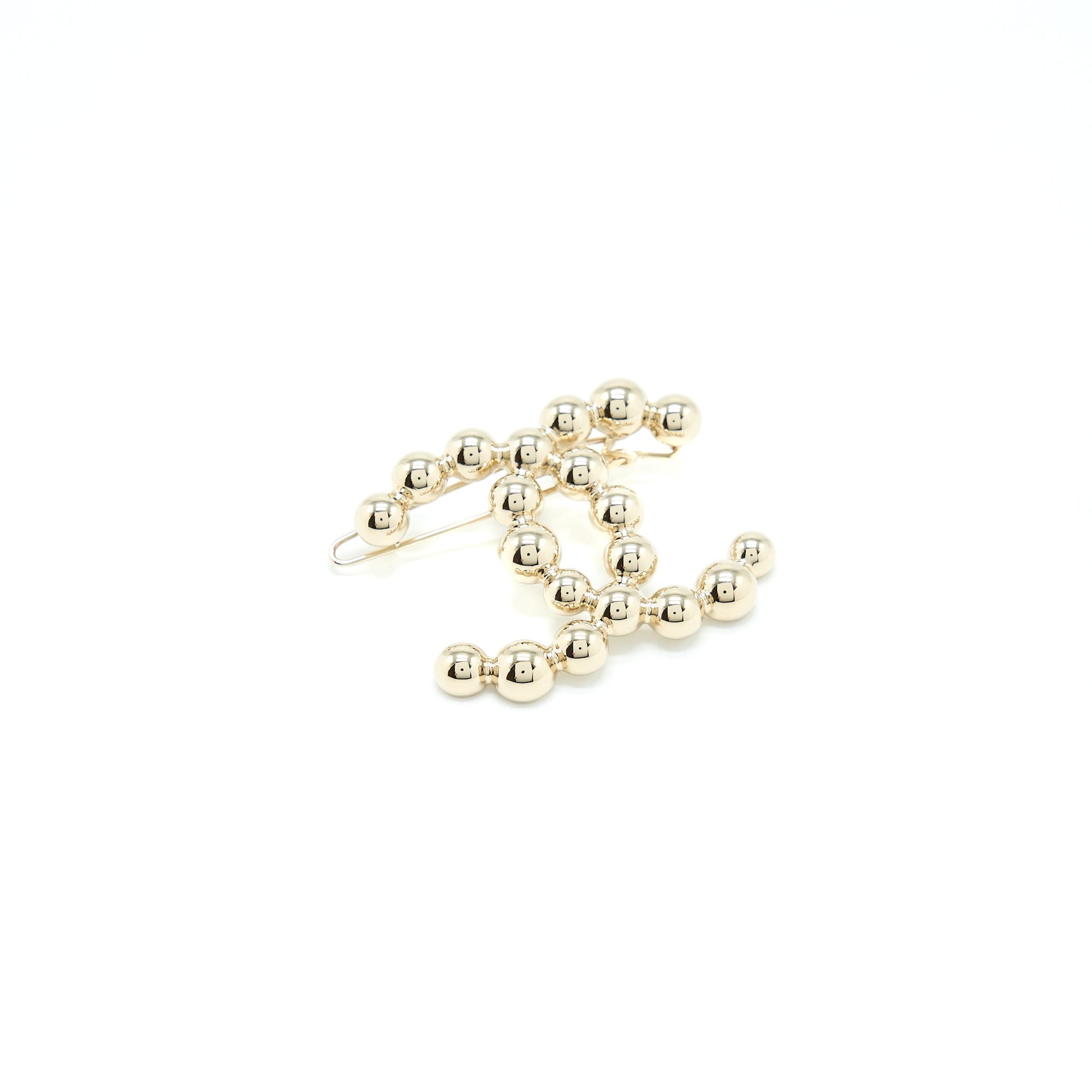 Chanel CC Logo Hair Clip Light Tone Gold Handbag Gold Tone
