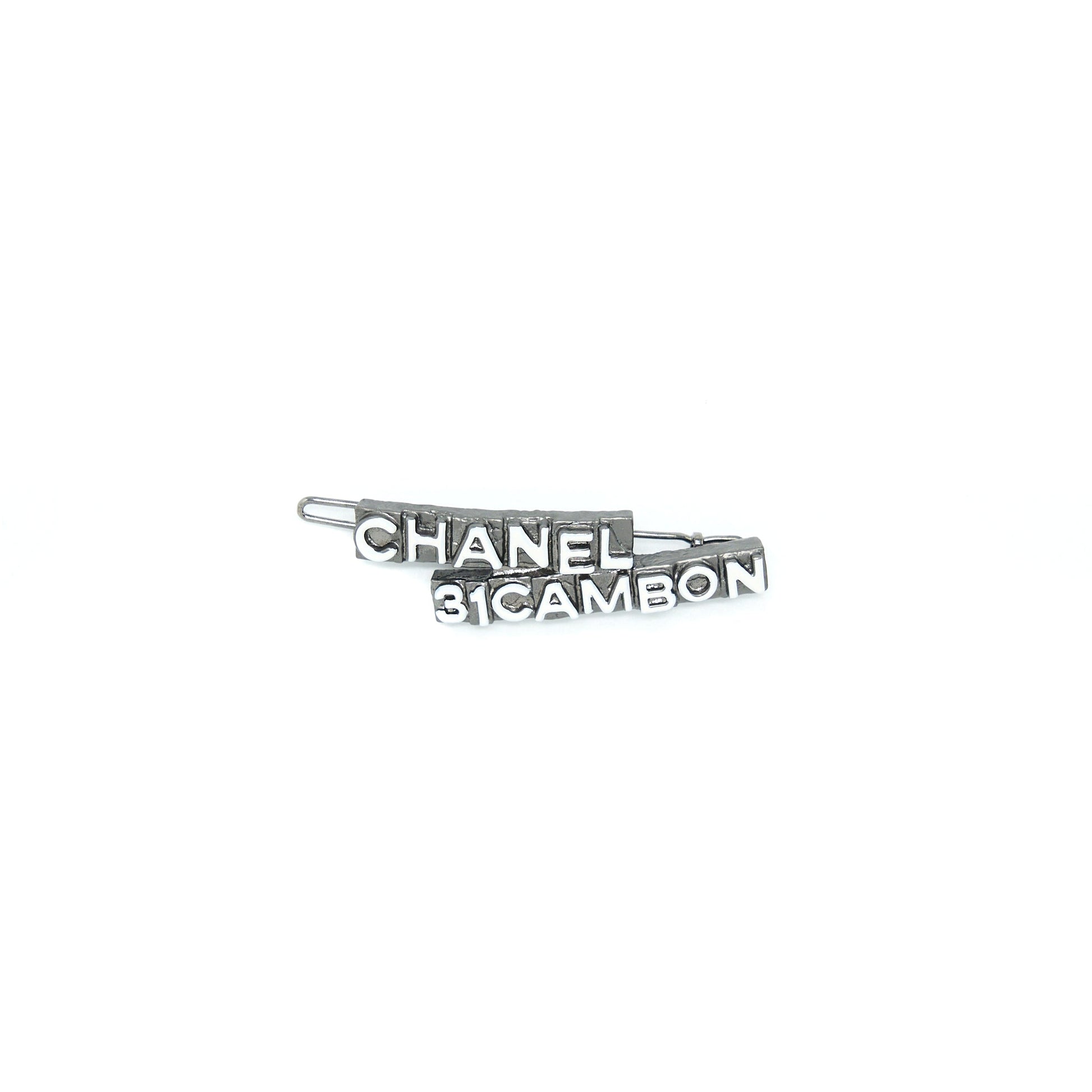 Chanel 31 Cambon Barrette Hair Clip Plated Silver Handbag