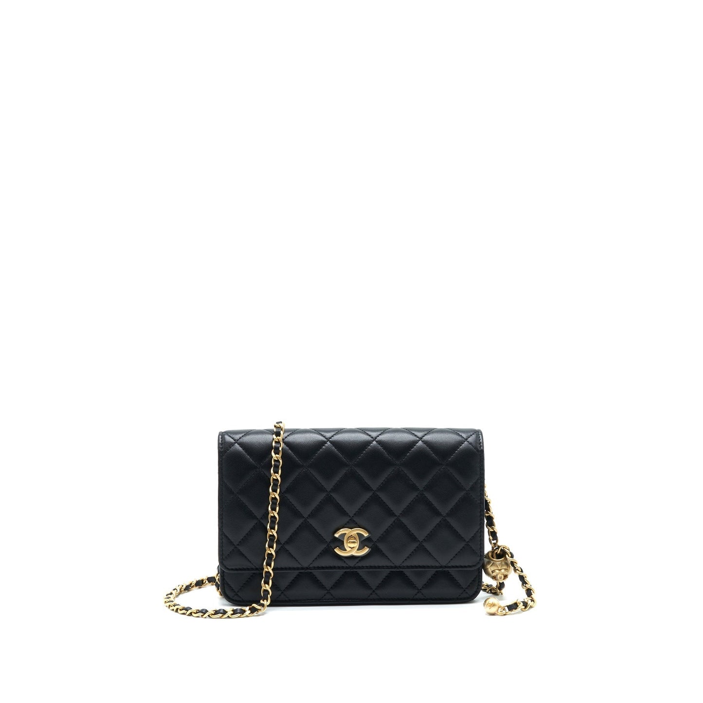 Chanel pearl crush on Lambskin GHW Black Wallet Case