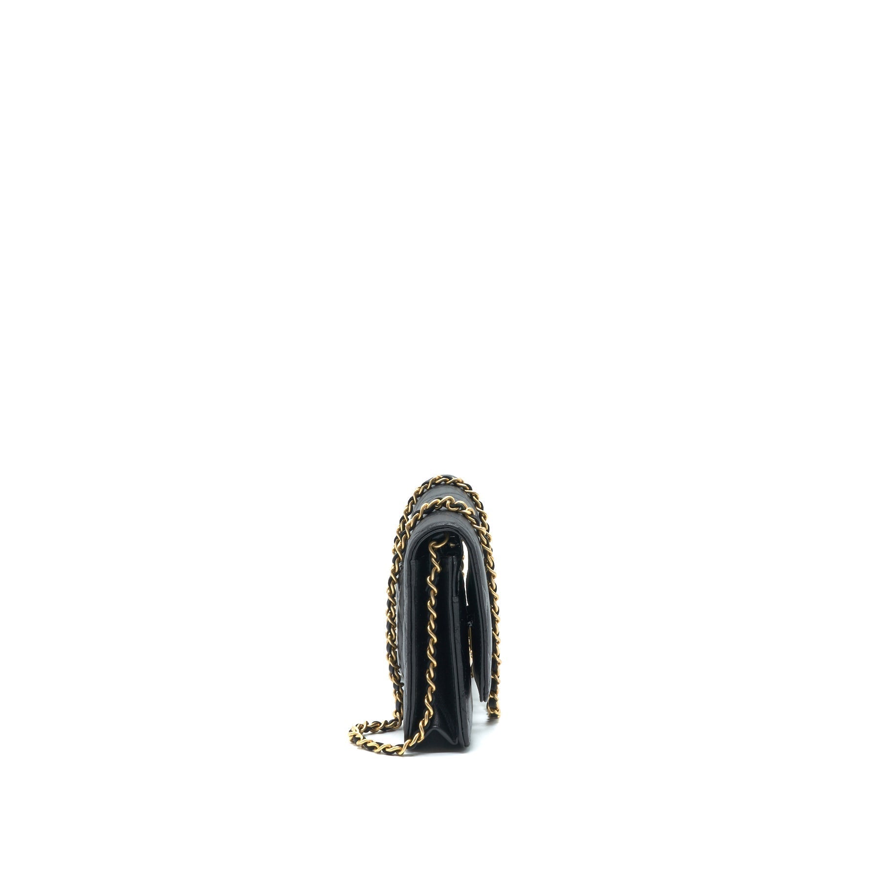 Chanel pearl crush on Lambskin GHW Black Wallet Case