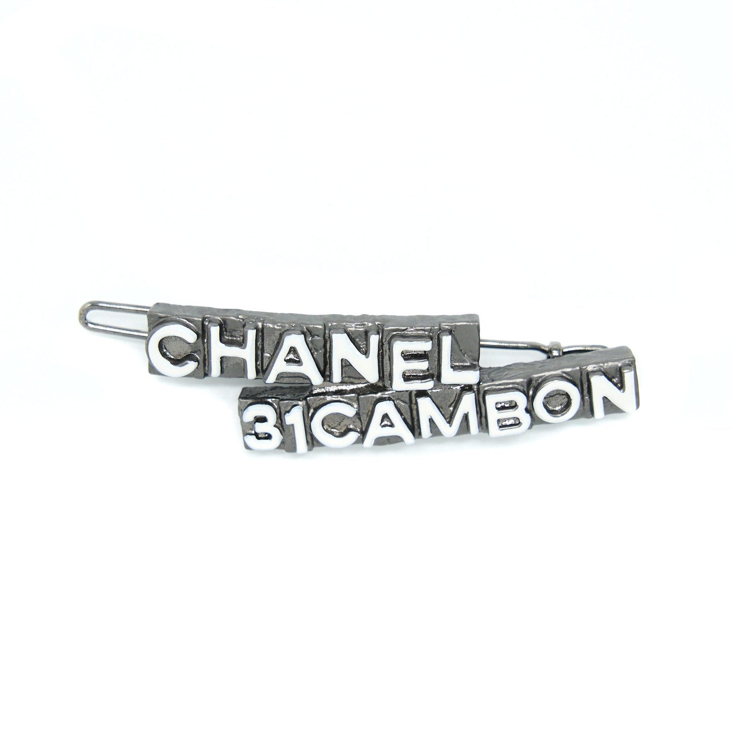 Chanel 31 Cambon Barrette Hair Clip Plated Silver Handbag
