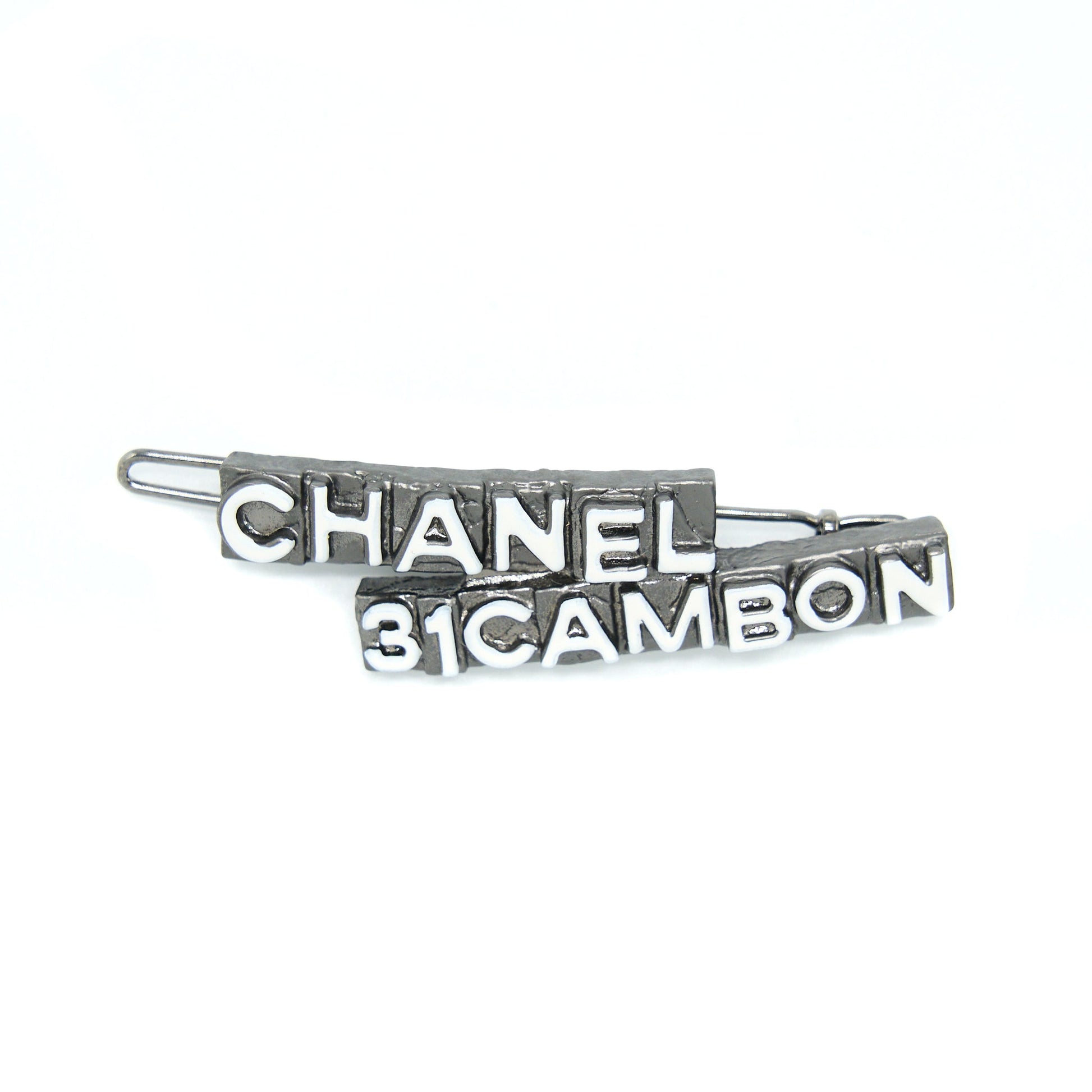Chanel 31 Cambon Barrette Hair Clip Plated Silver Handbag