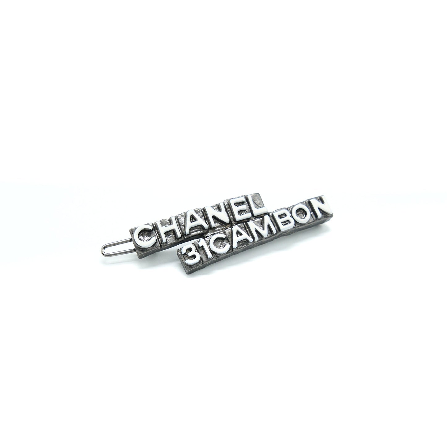 Chanel 31 Cambon Barrette Hair Clip Plated Silver Handbag