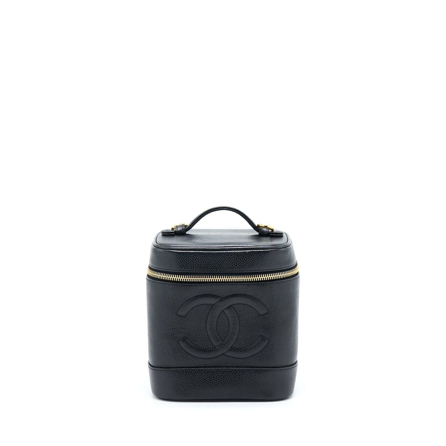 Chanel Vertical CC Logo Cosmetic Vanity Caviar Black Handbag