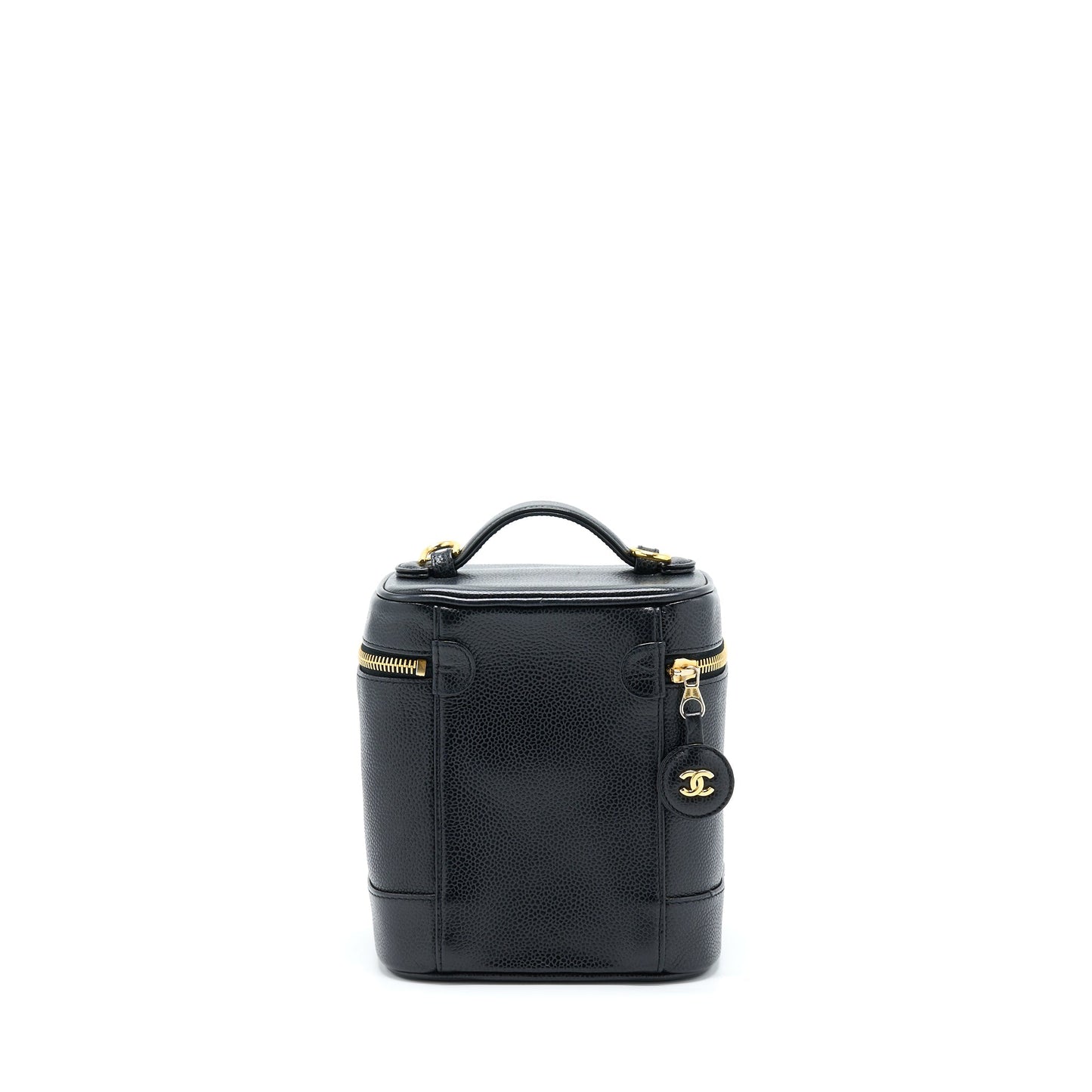 Chanel Vertical CC Logo Cosmetic Vanity Caviar Black Handbag