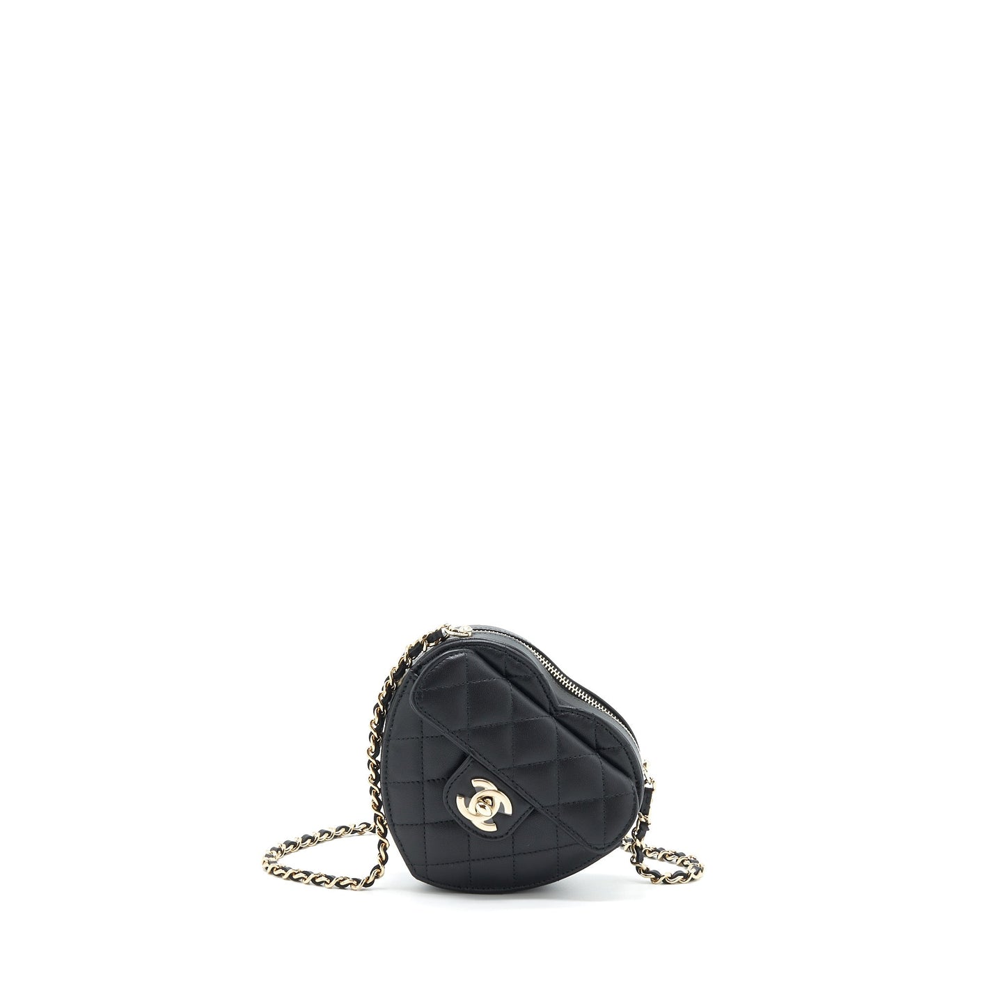 Chanel 22S Heart Lambskin LGHW Black Small Handbag Lghw 4