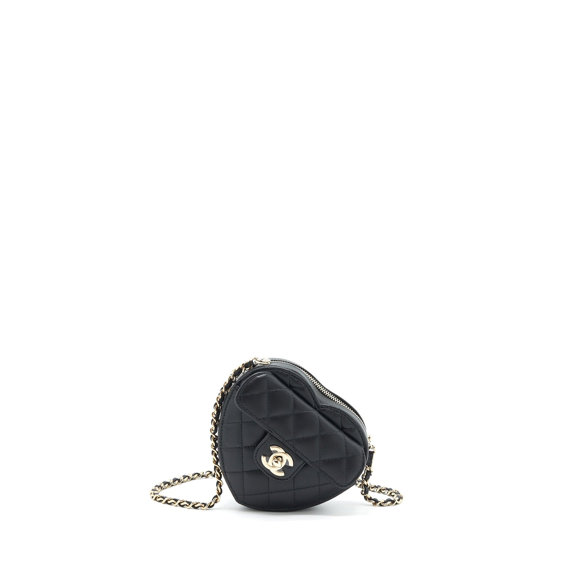 Chanel 22S Heart Lambskin LGHW Black Small Handbag Lghw 4