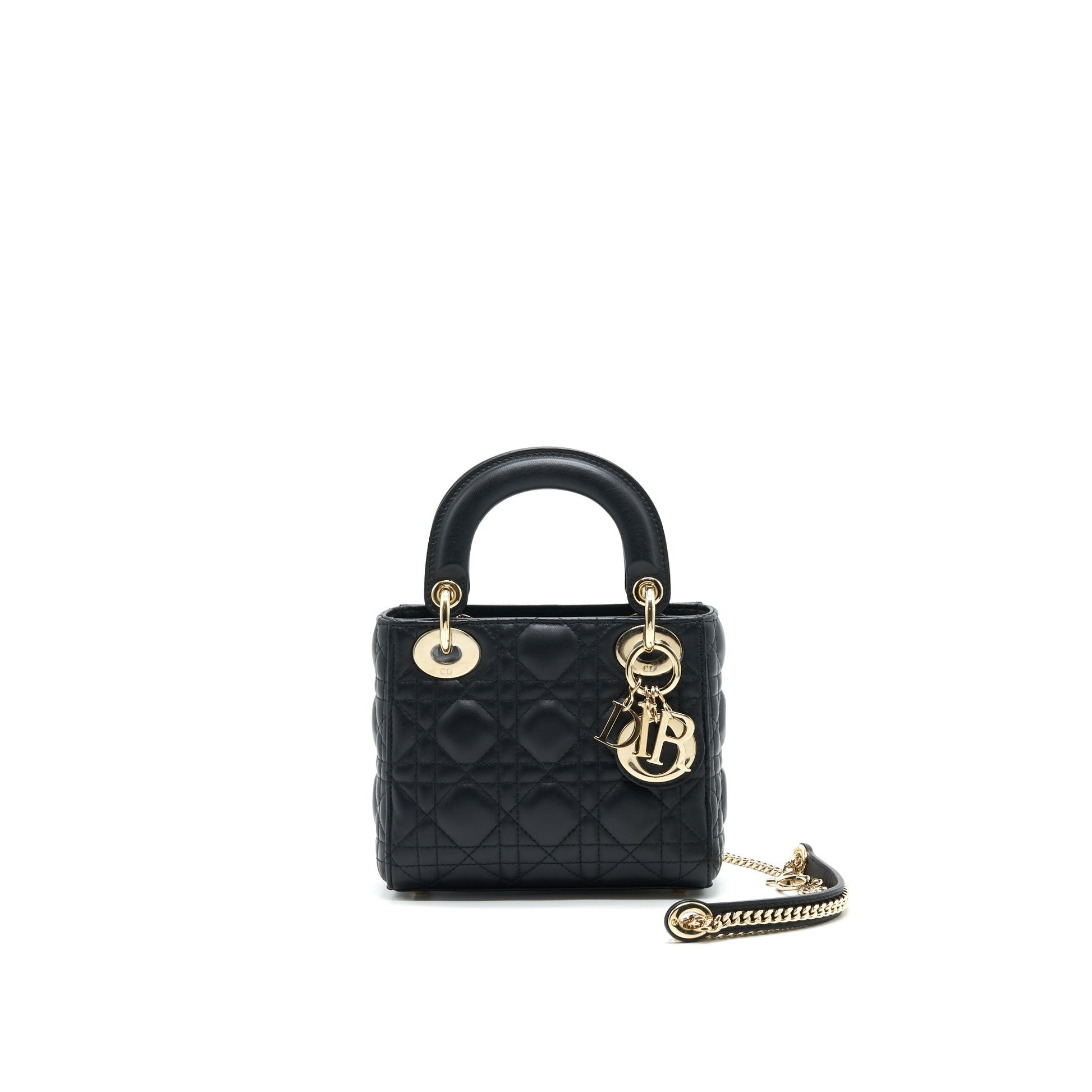 Dior Lady Tote Purse Lambskin Handbag Black Mini Tote Bag
