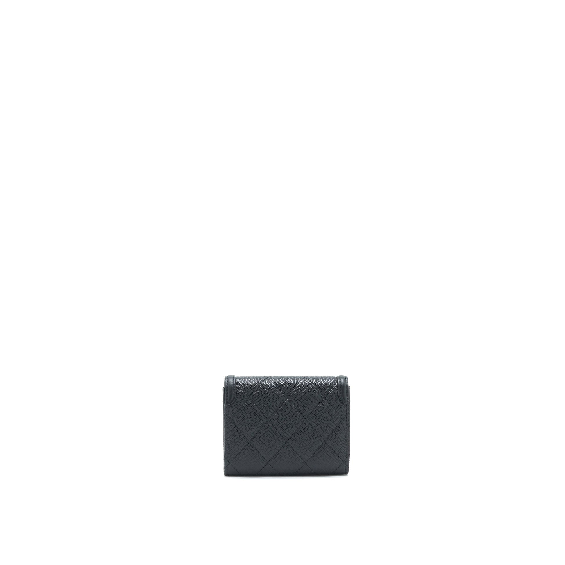 Chanel Filigree Flap Card Holder Caviar GHW Black Wallet Case