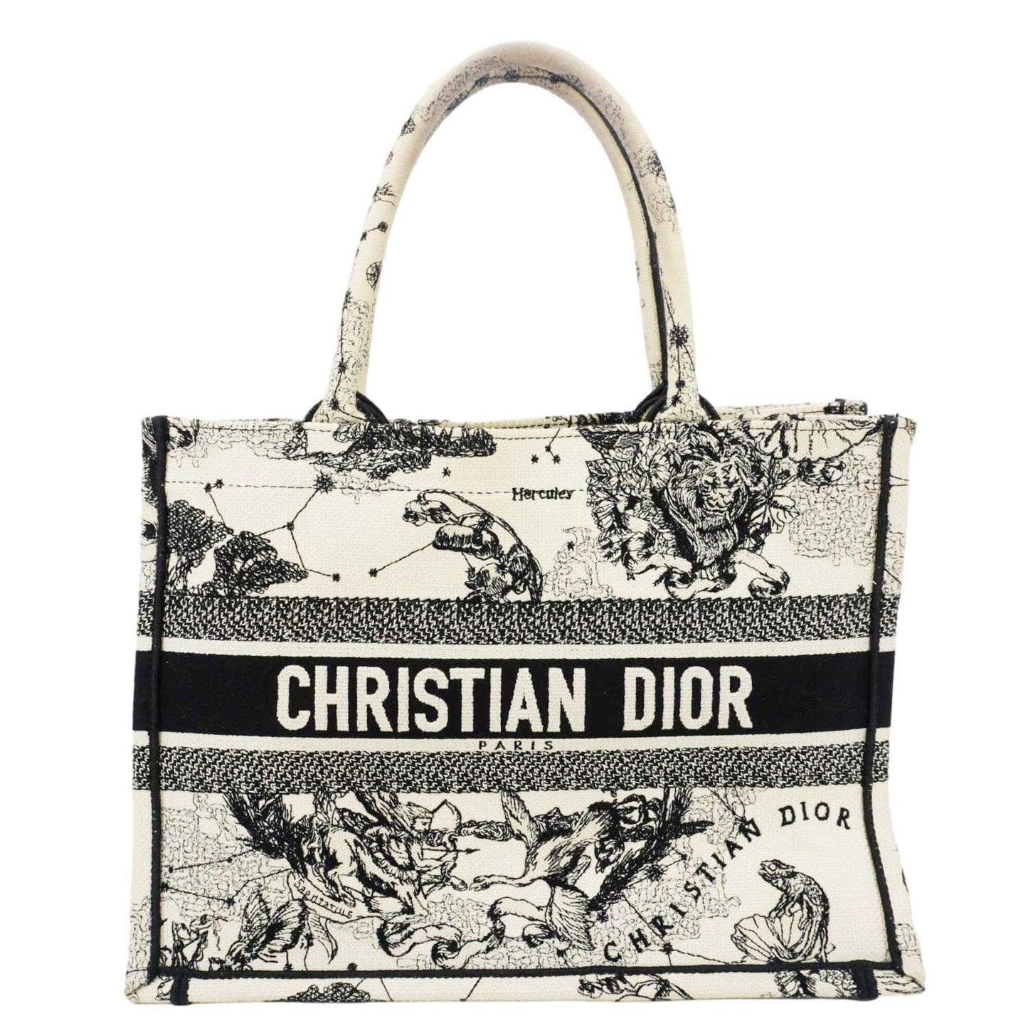 Dior Book Zodiac Embroidery Tote Bag Latte Canvas