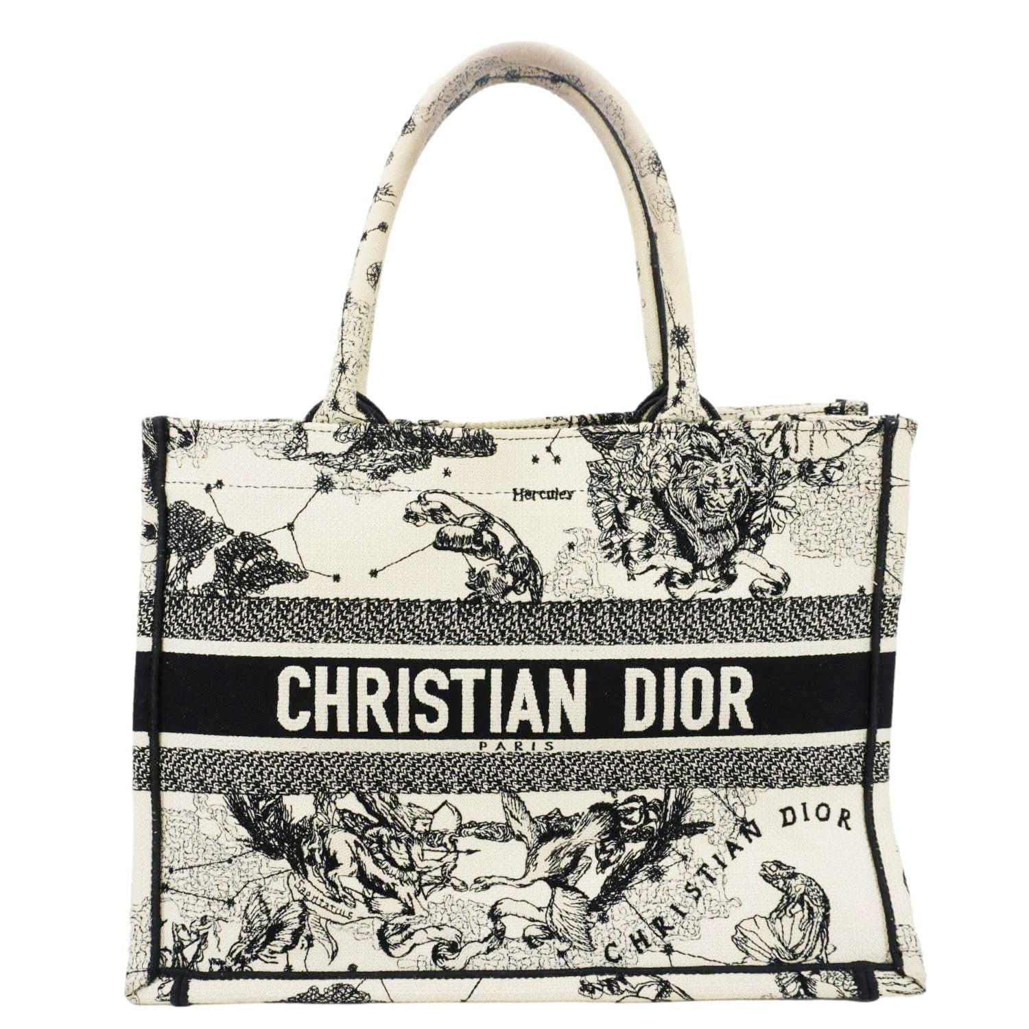 Dior Book Zodiac Embroidery Tote Bag Latte Canvas