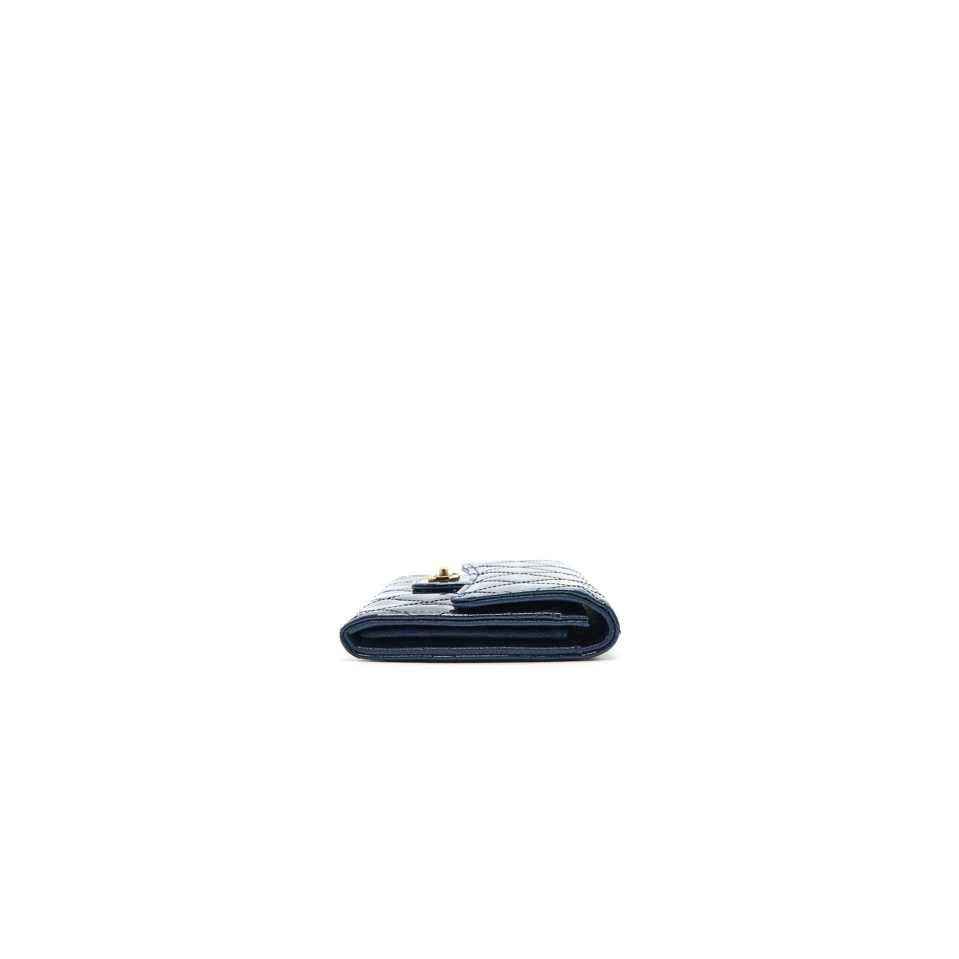 Chanel Patent Leather flap Wallet Navy