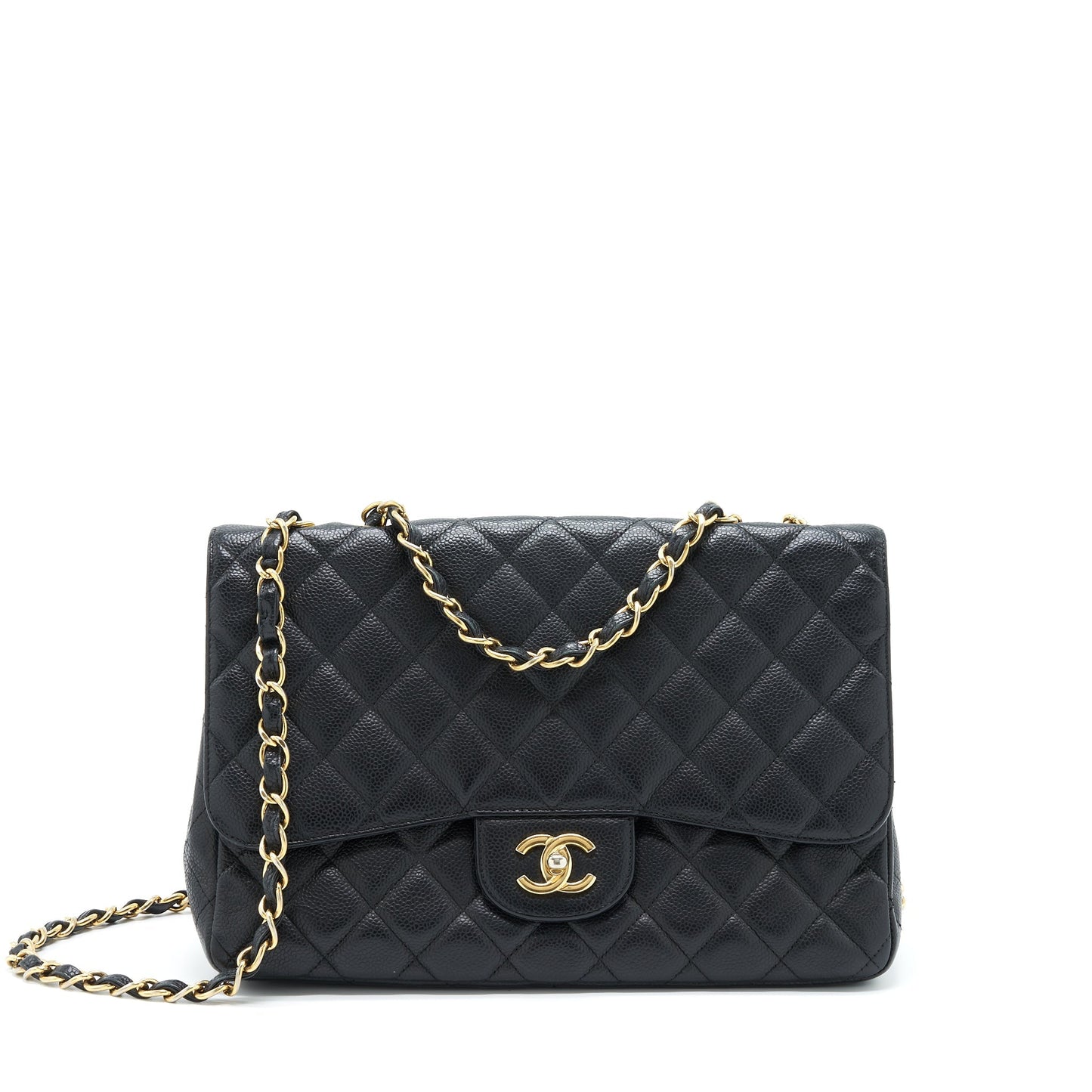 Chanel Jumbo Single Flap Caviar GHW Black Shoulder Bag