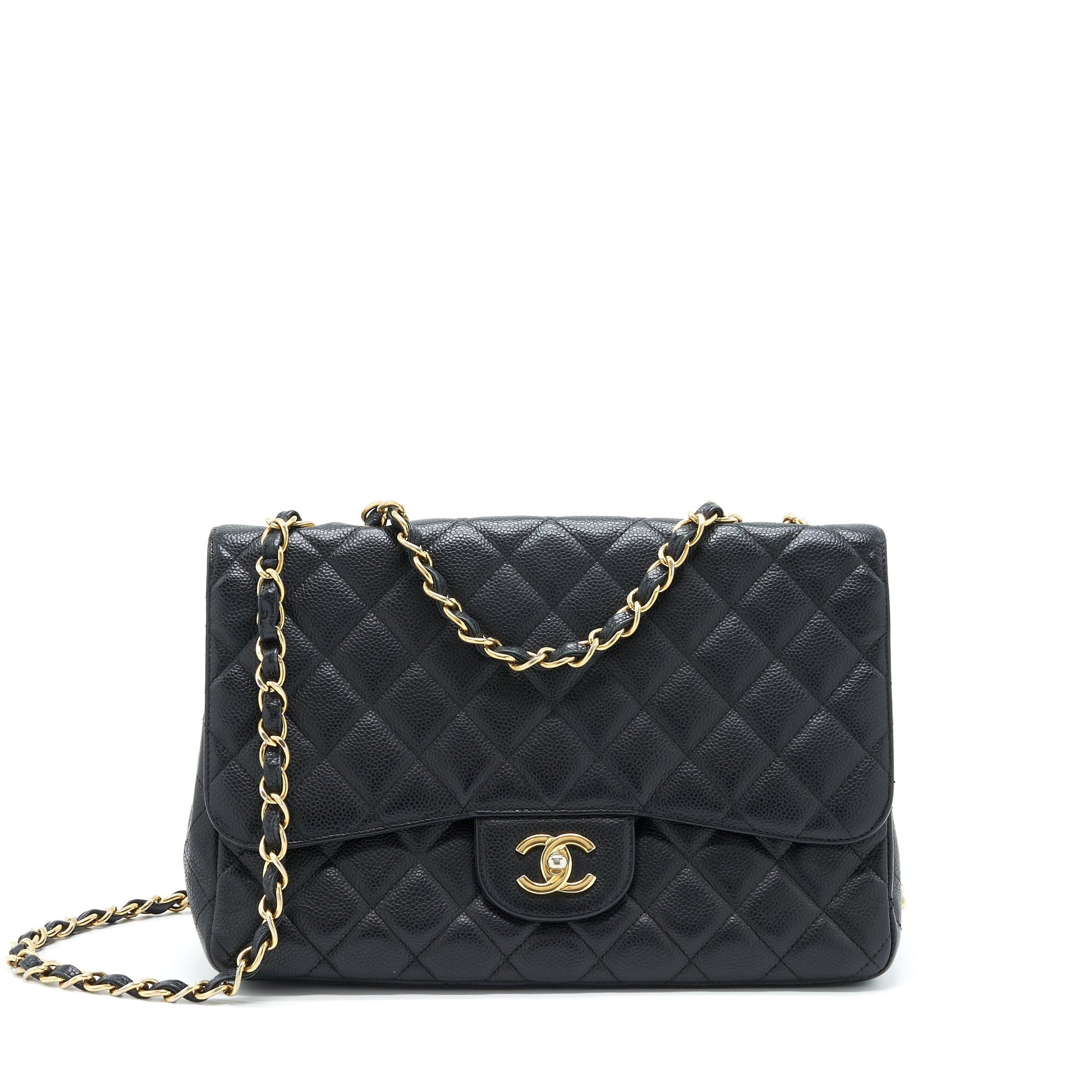 Chanel Jumbo Single Flap Caviar GHW Black Shoulder Bag