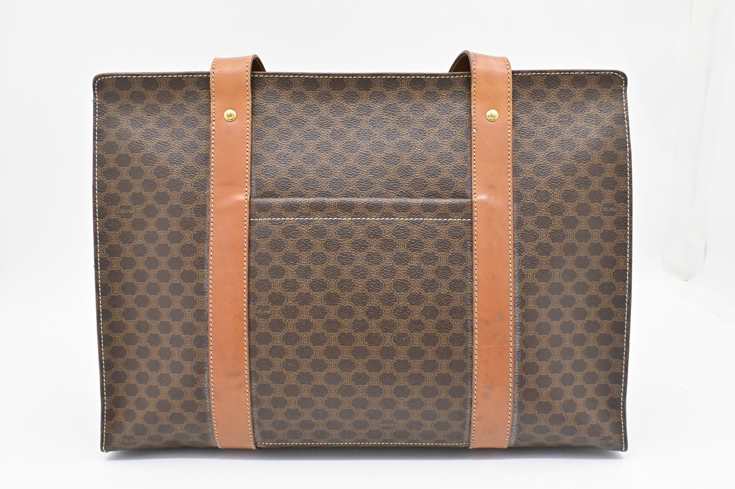 Celine Shoulder Bag In Macadam Canvas Brown