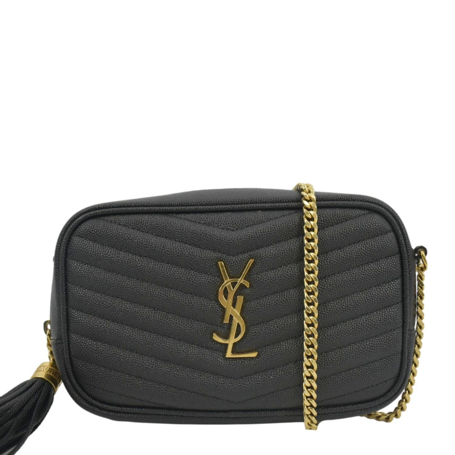 YSL Saint Laurent Yves Lou Chevron Camera Crossbody Bag Leather Black Camera Bag 6