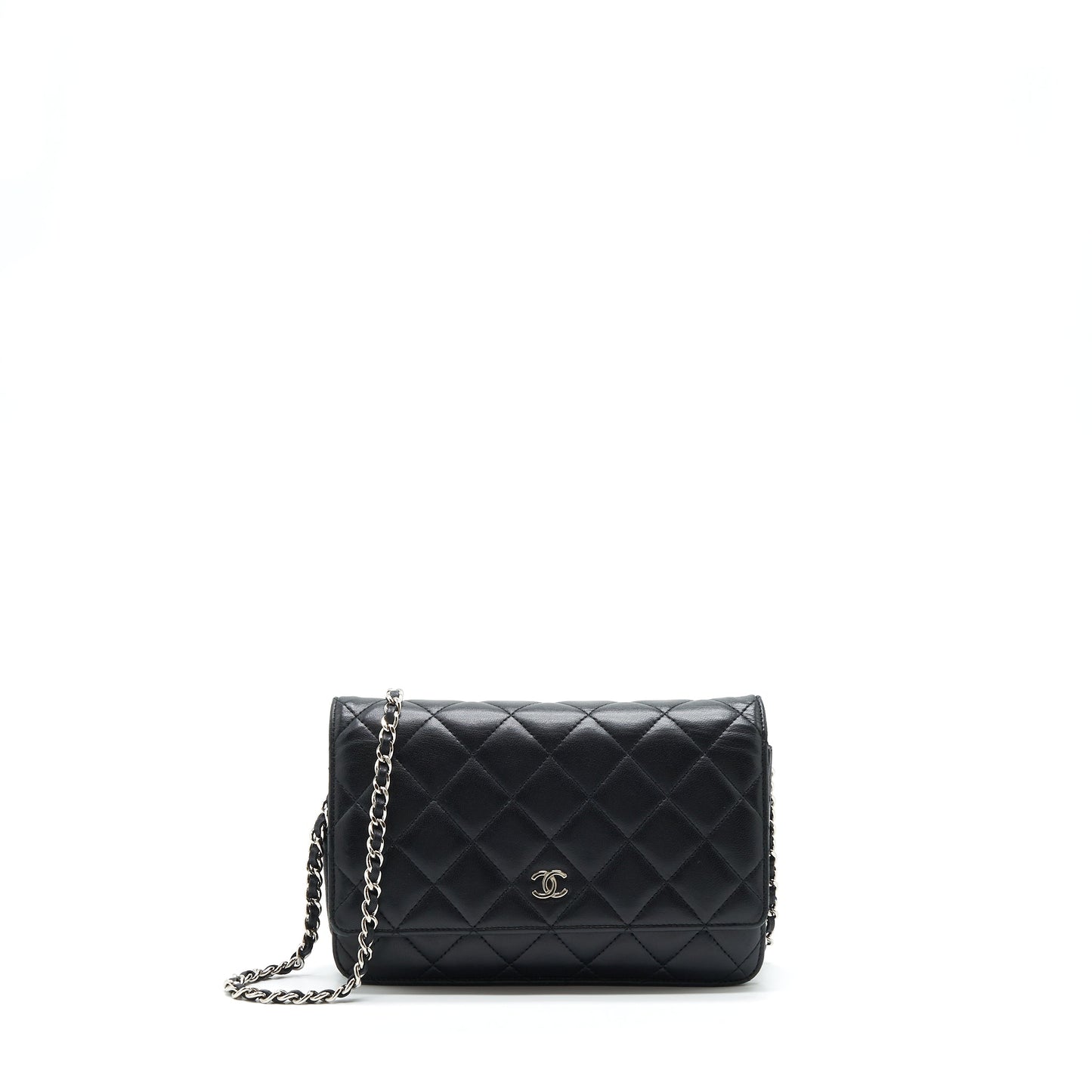 Chanel On Lambskin SHW Black Wallet Case