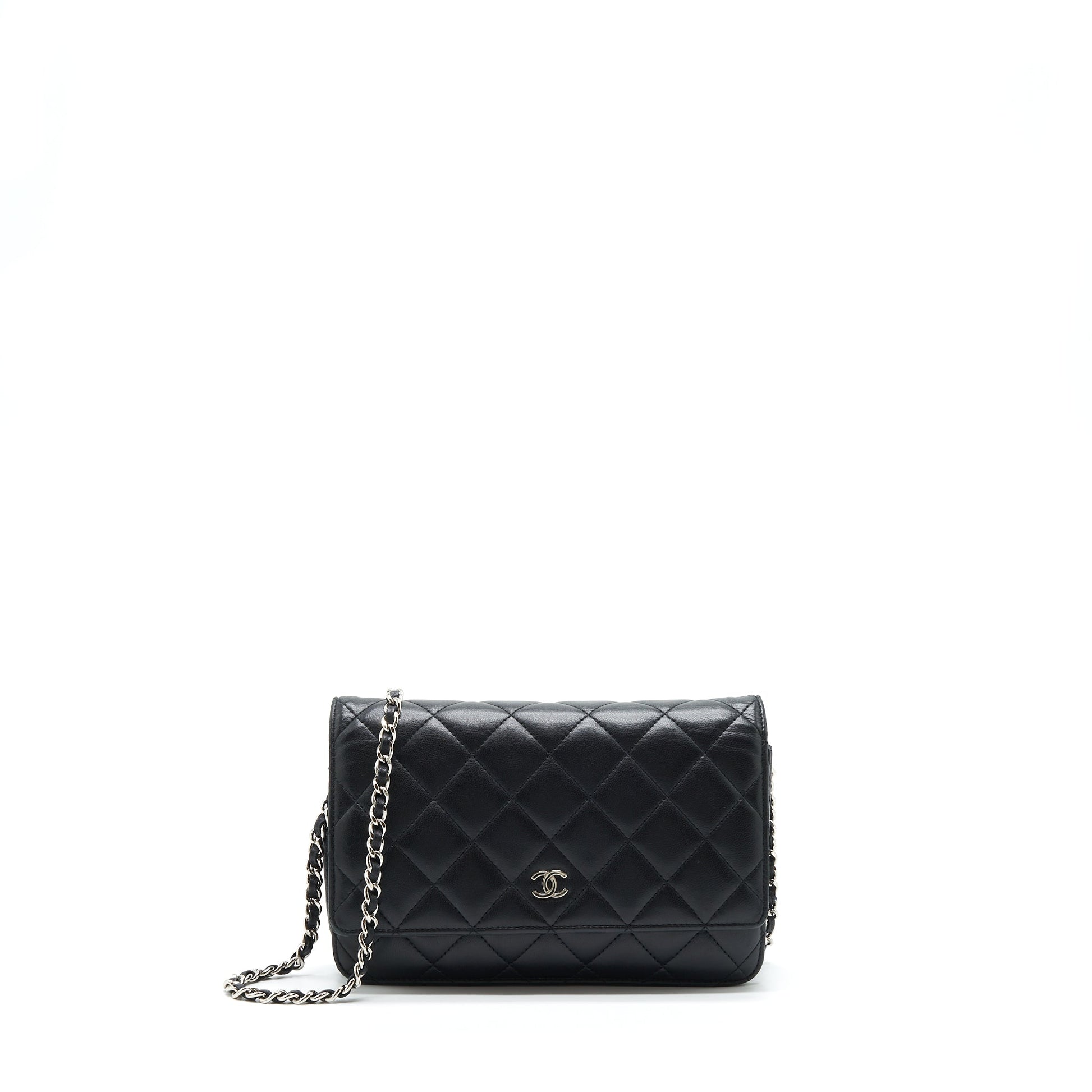 Chanel On Lambskin SHW Black Wallet Case