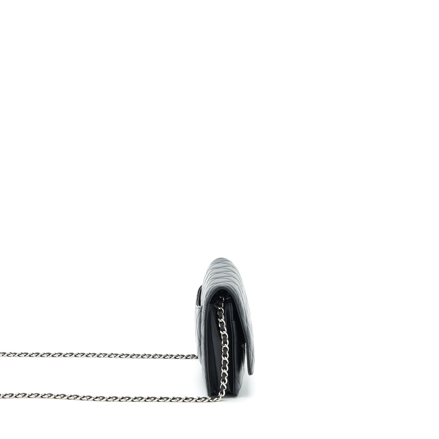 Chanel On Lambskin SHW Black Wallet Case
